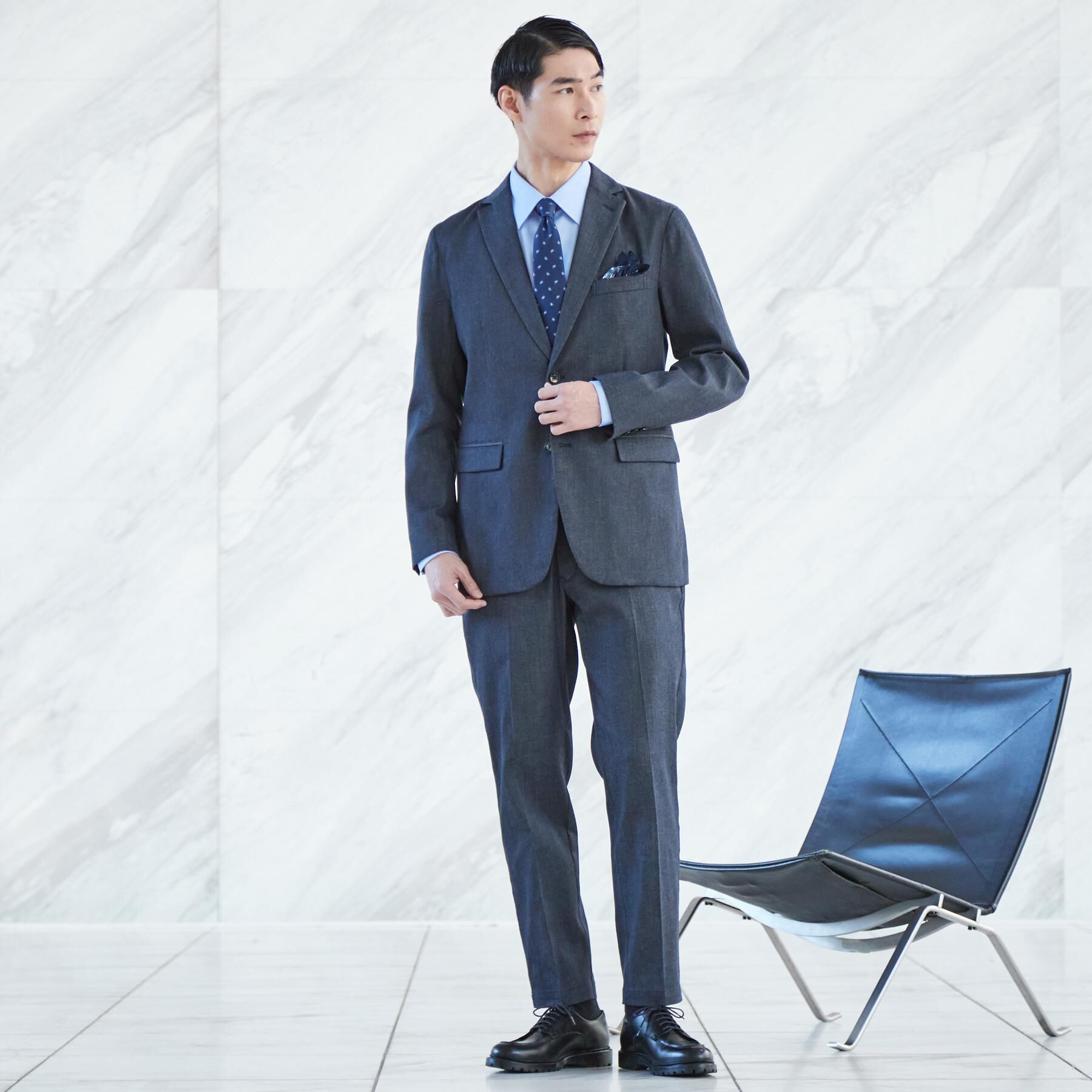 THE SHOP TK「ライトエバーデニム スラックス 洗濯機OK/ストレッチ/セットアップ可」|デニム|