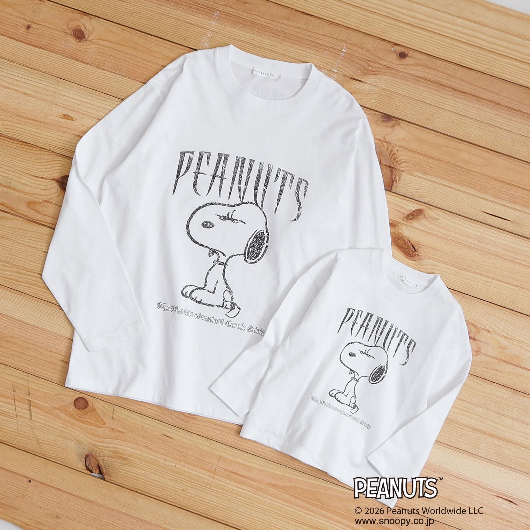 THE SHOP TK「【110－160】PEANUTS ／ ピーナッツ スヌーピー ヴィンテージ風プリント長袖Tシャツ」|Tシャツ・カットソー|