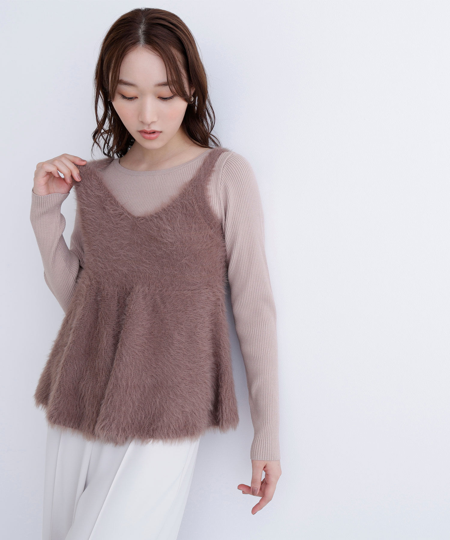  「ヘアリーペプラムキャミセットニット」|ニット・セーター|