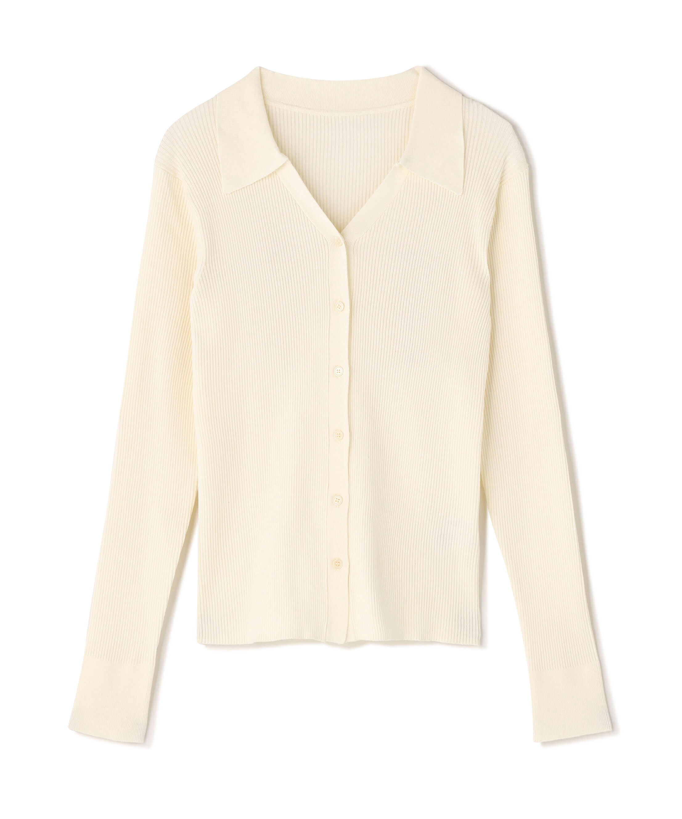  「襟付Vネックリブニット」|ニット・セーター|