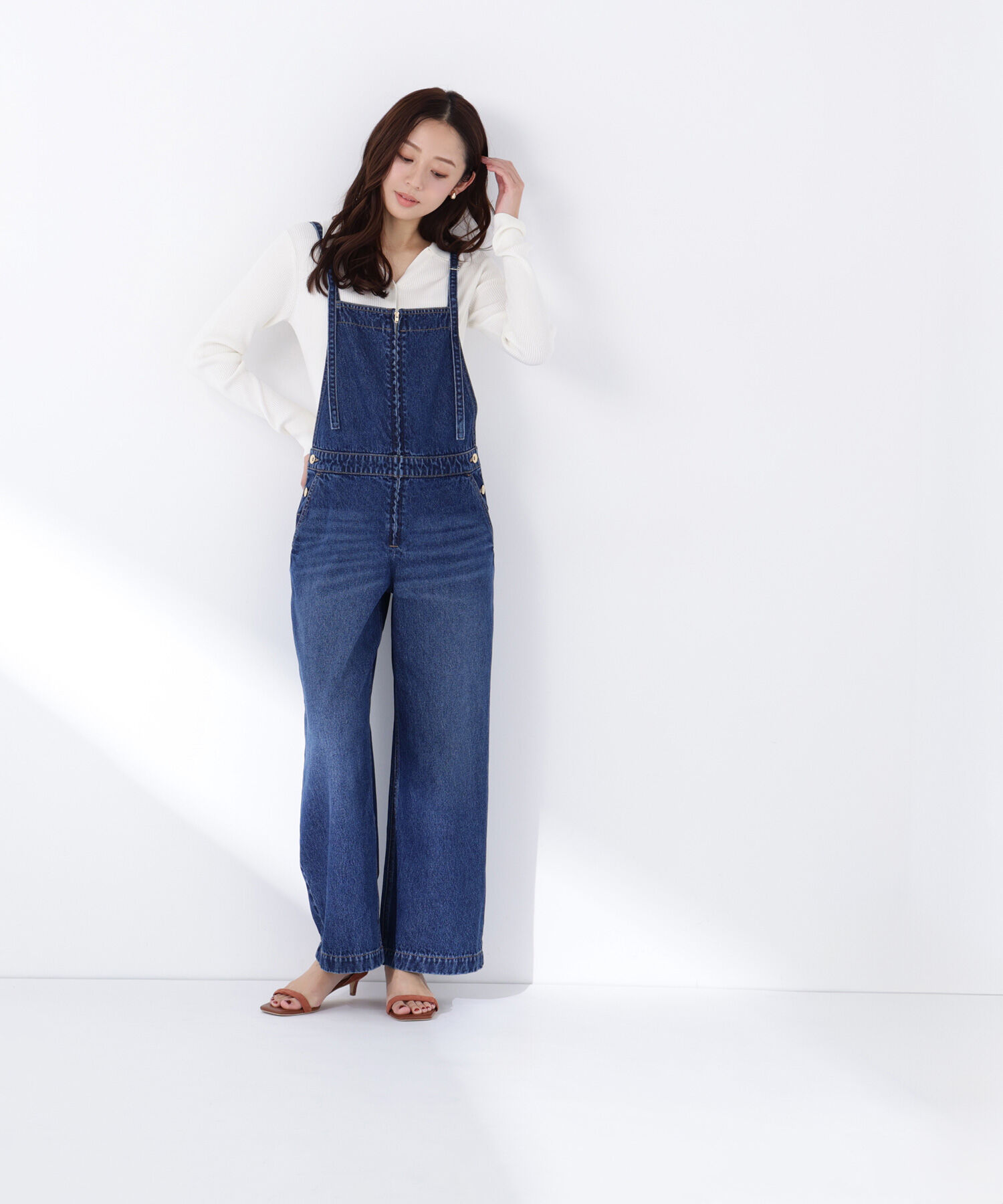  「襟付Vネックリブニット」|ニット・セーター|