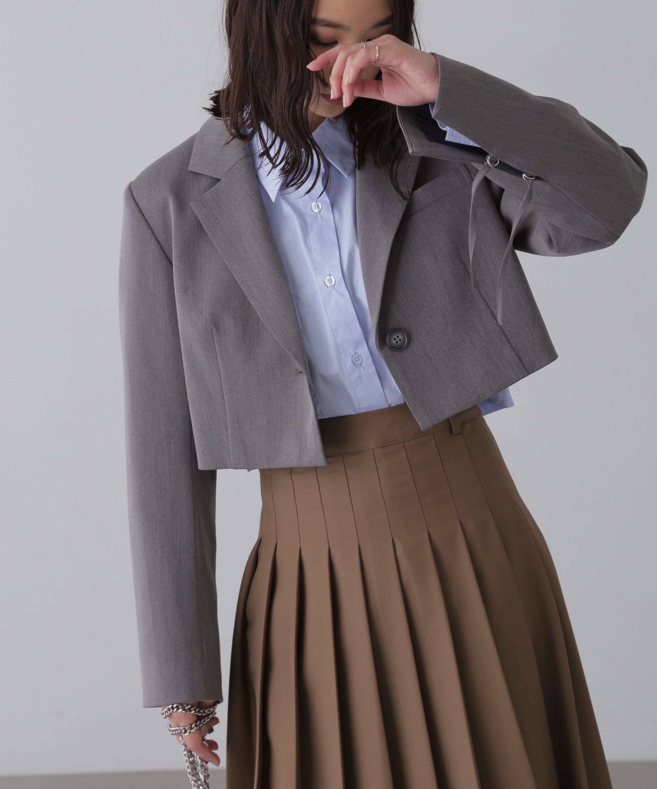  「ショート丈シングルジャケット」|その他|グレー