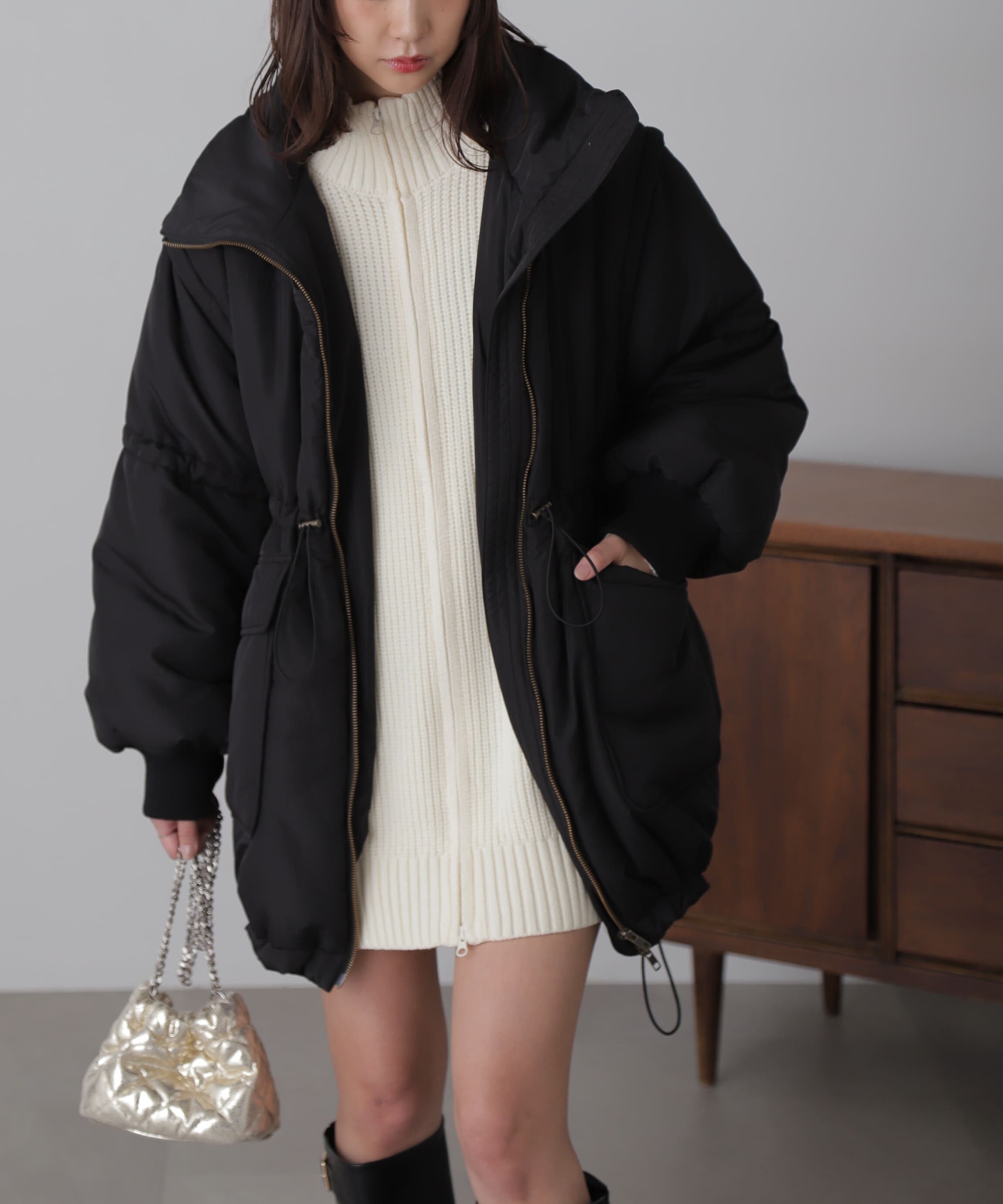  「スタンド中綿ウエストドロストコート」|その他|