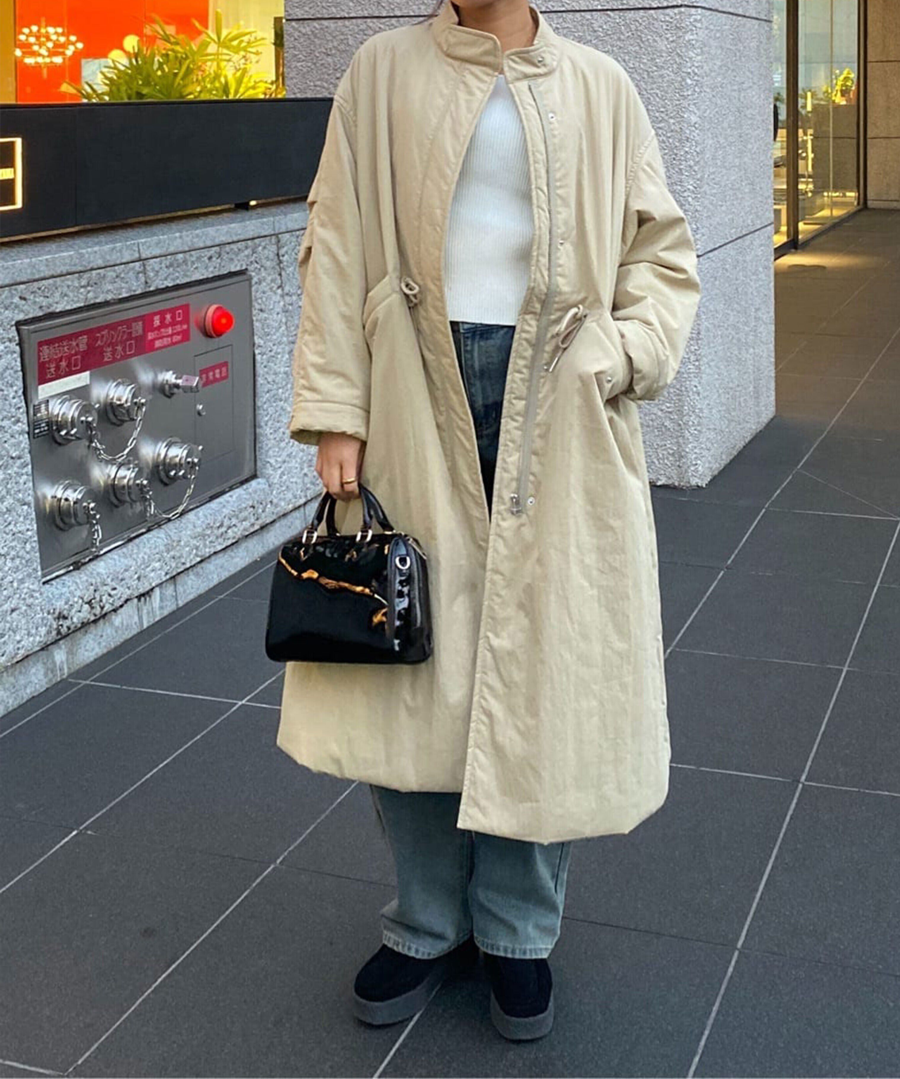  「中綿ロングミリタリーコート」|その他|ベージュ