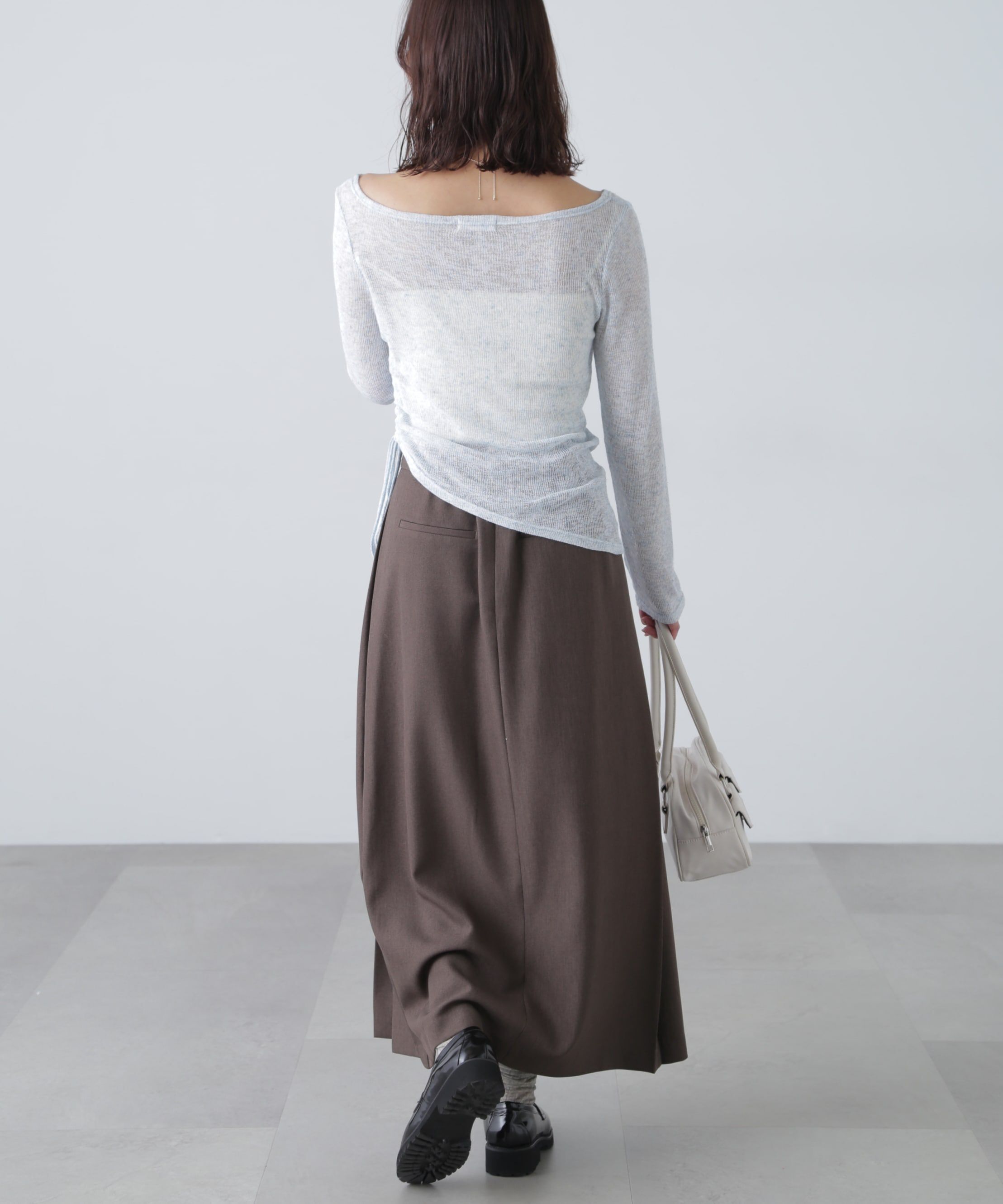  「フロントスリットプリーツロングスカート」|スカート|