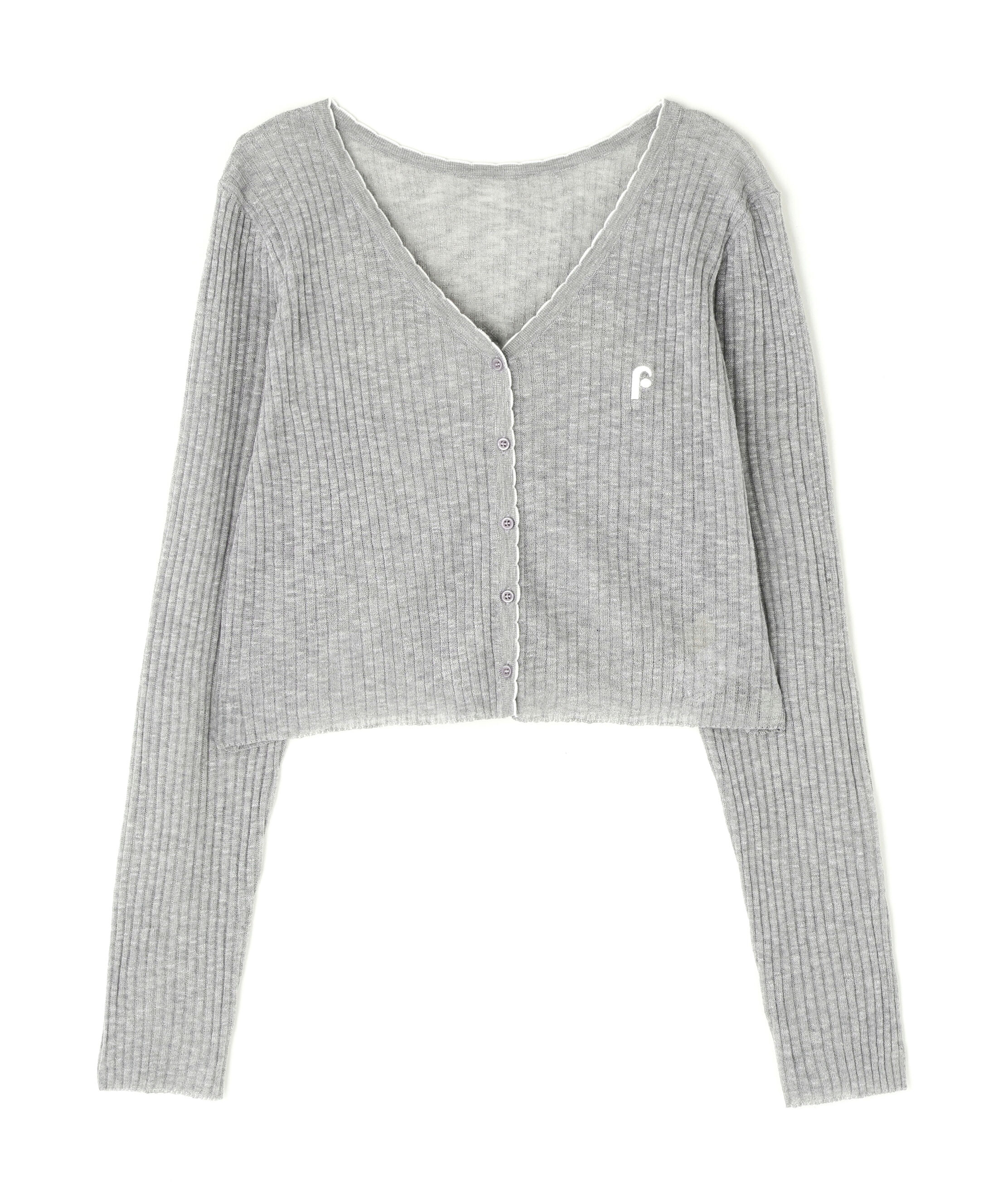  「配色ラインスカラップシアーリブカーディガン」|ニット・セーター|