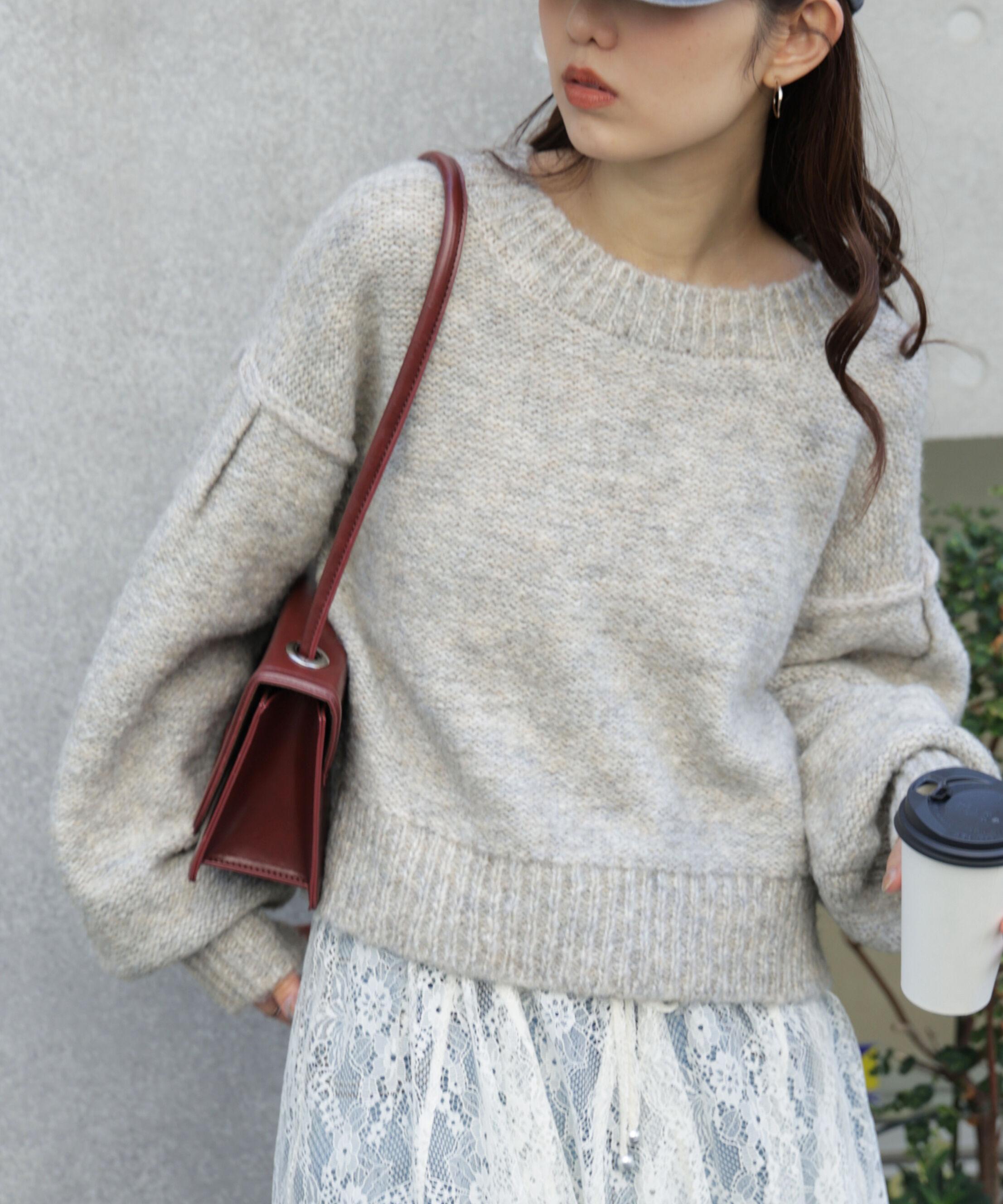  「バックリボンショート丈ニット」|ニット・セーター|