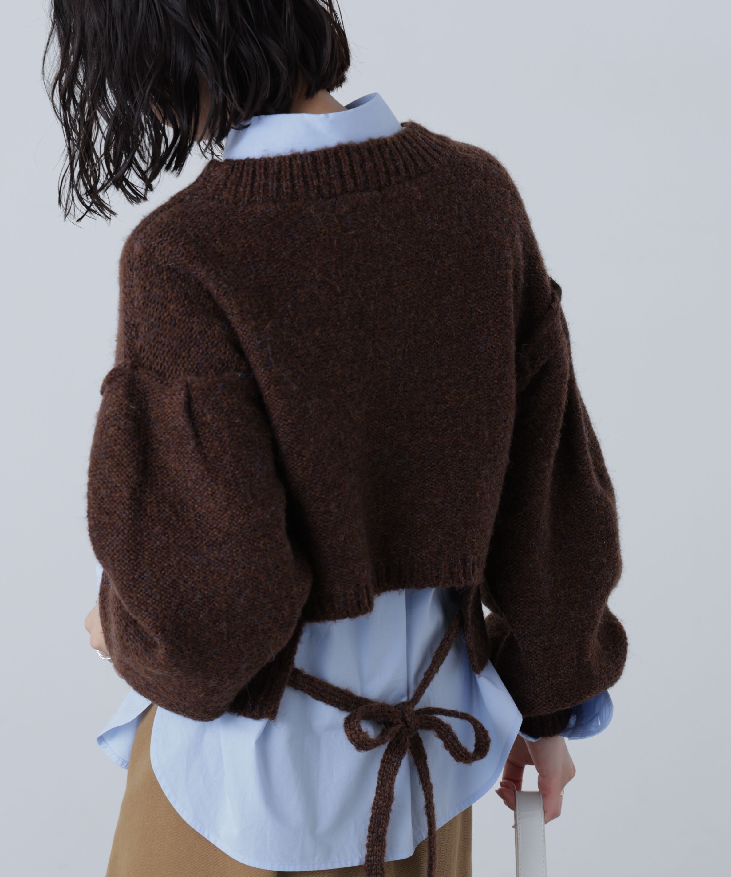  「バックリボンショート丈ニット」|ニット・セーター|