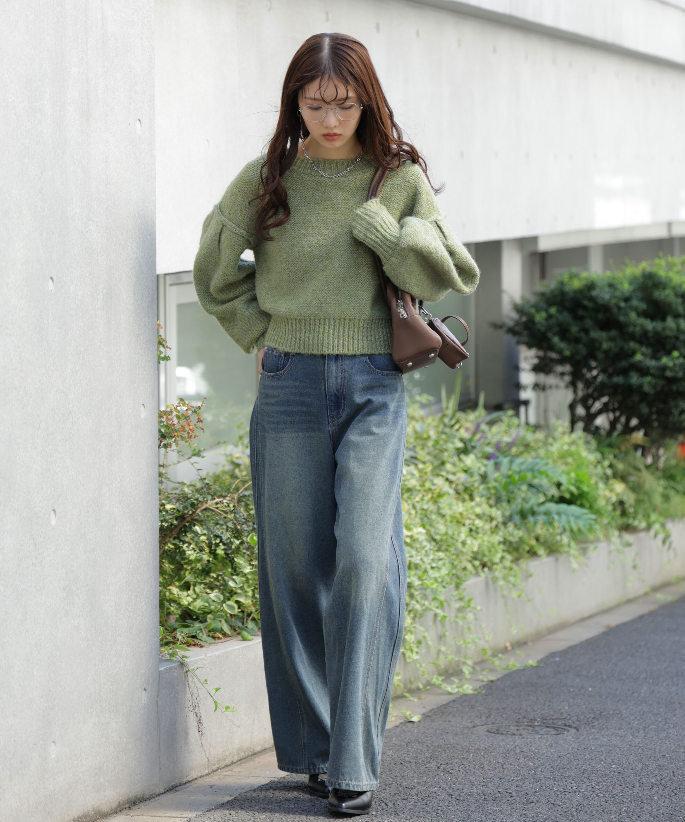  「バックリボンショート丈ニット」|ニット・セーター|