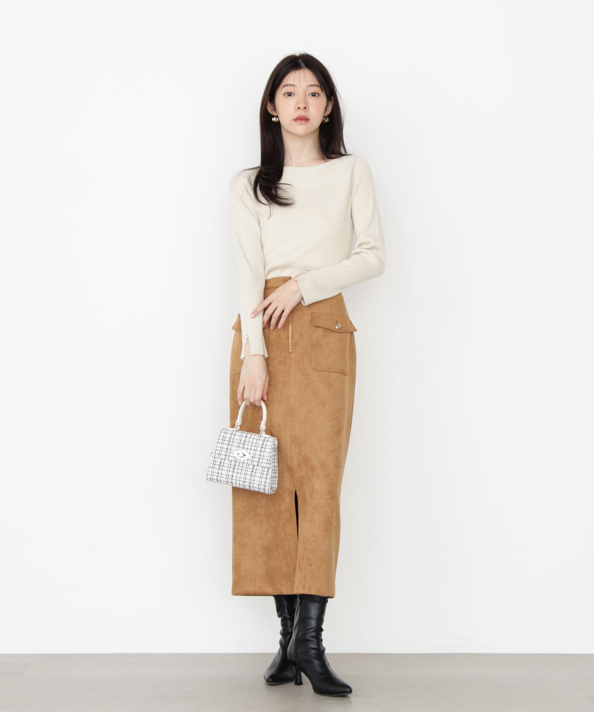 PROPORTION BODY DRESSING「ダンボールフェイクスエードタイトスカート 25AW」|スカート|