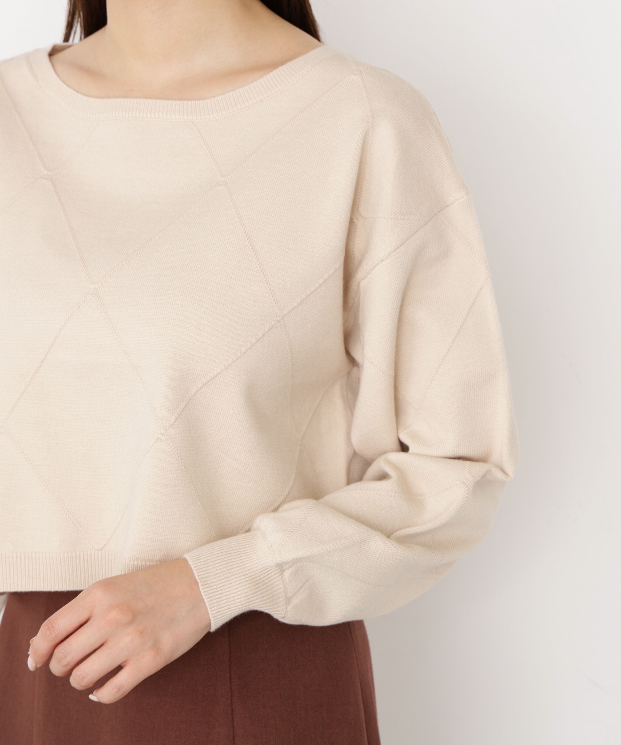 PROPORTION BODY DRESSING「＜ハンドウォッシャブル＞ダイヤ柄短丈ニット 25AW」|ニット・セーター|