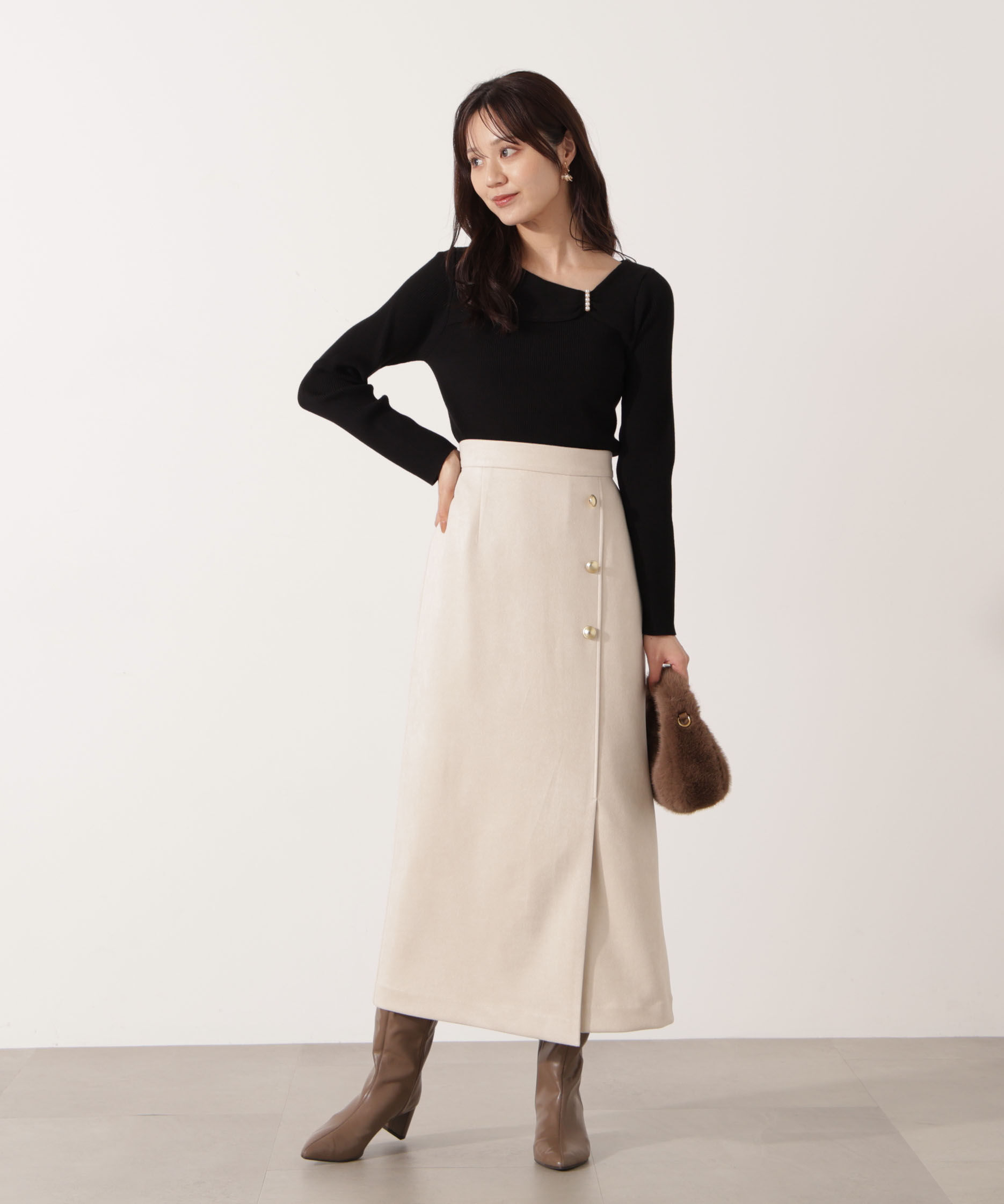 PROPORTION BODY DRESSING「アシメパールデザインニット 25AW」|ニット・セーター|