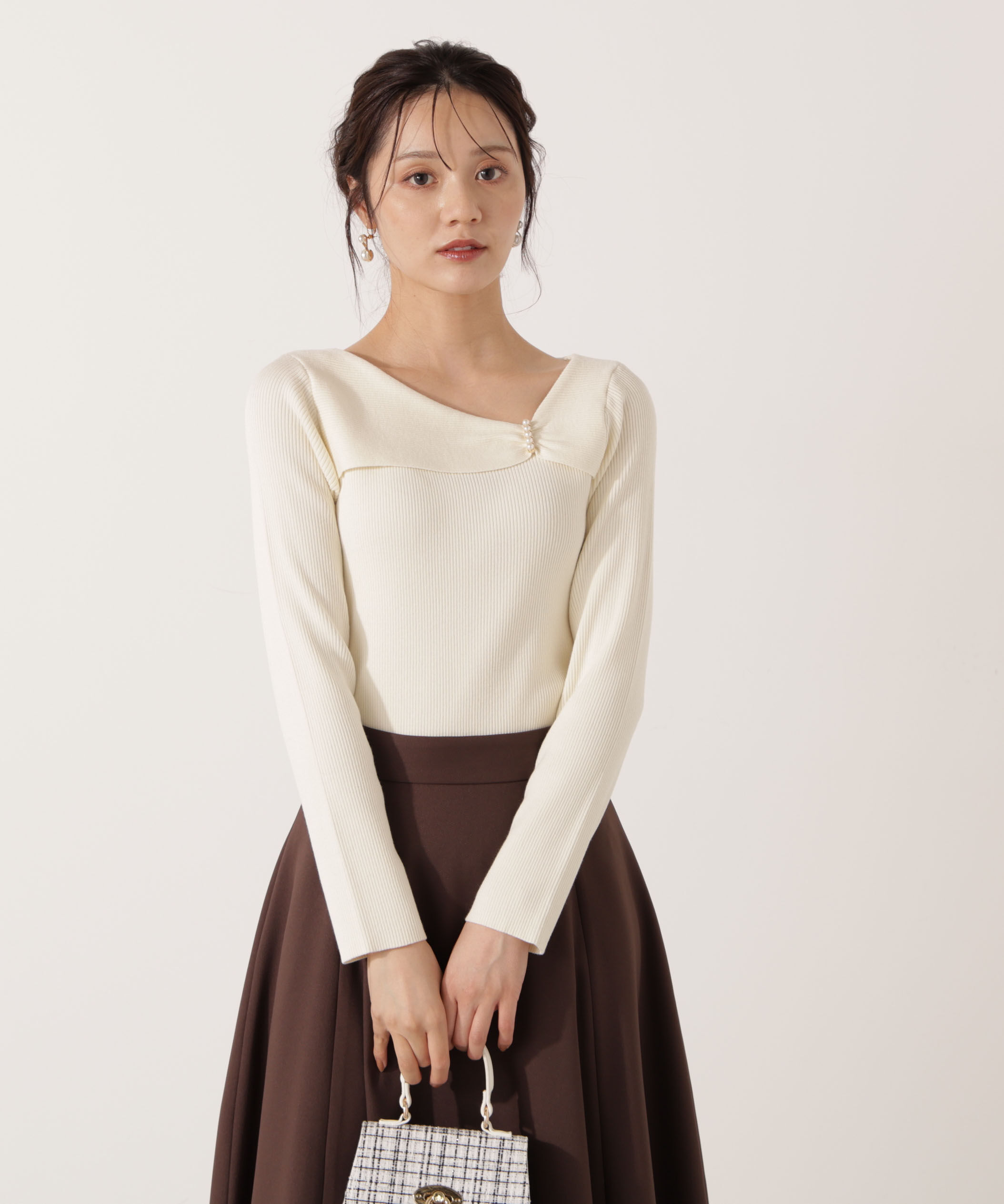 PROPORTION BODY DRESSING「アシメパールデザインニット 25AW」|ニット・セーター|