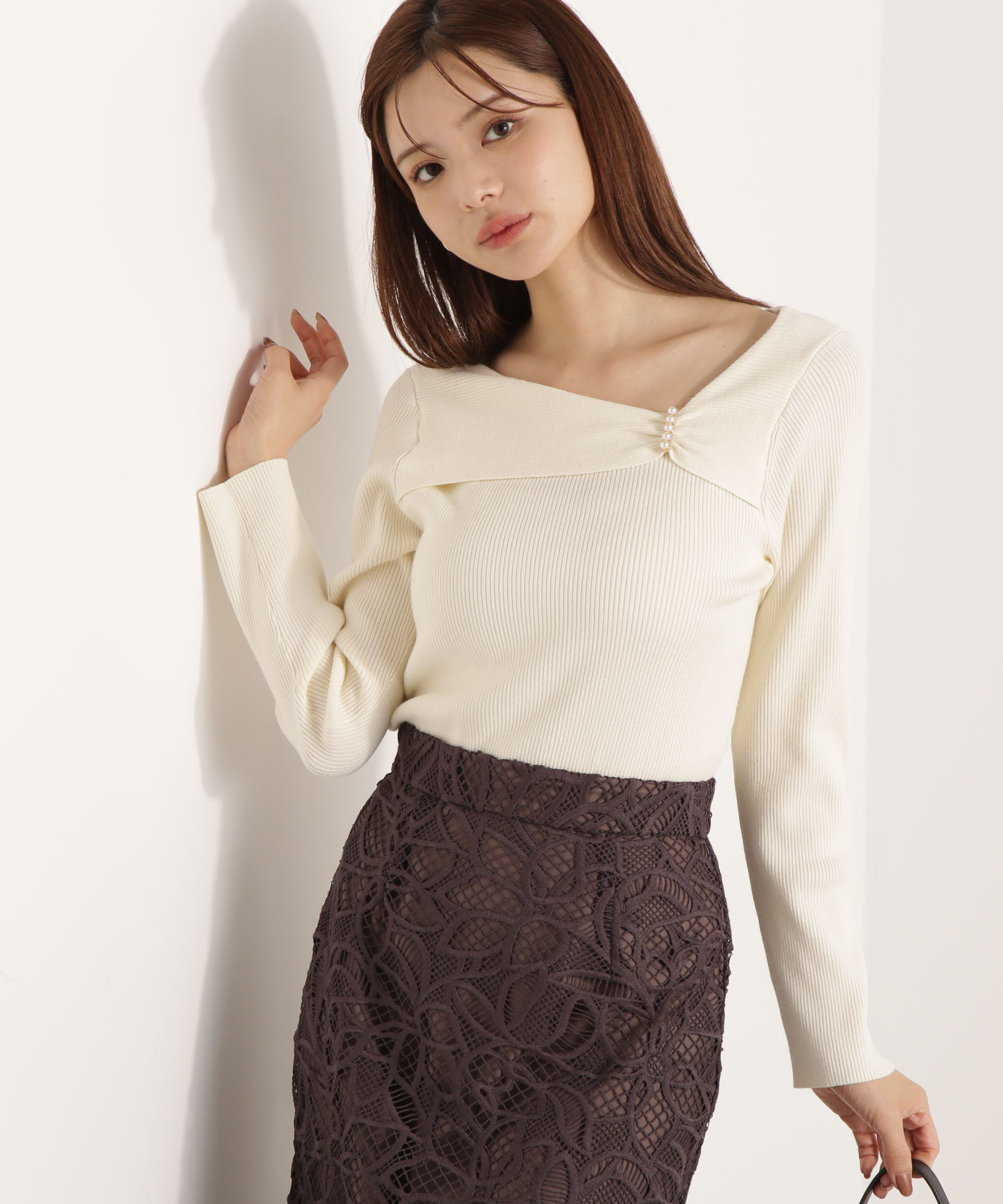 PROPORTION BODY DRESSING「アシメパールデザインニット 25AW」|ニット・セーター|