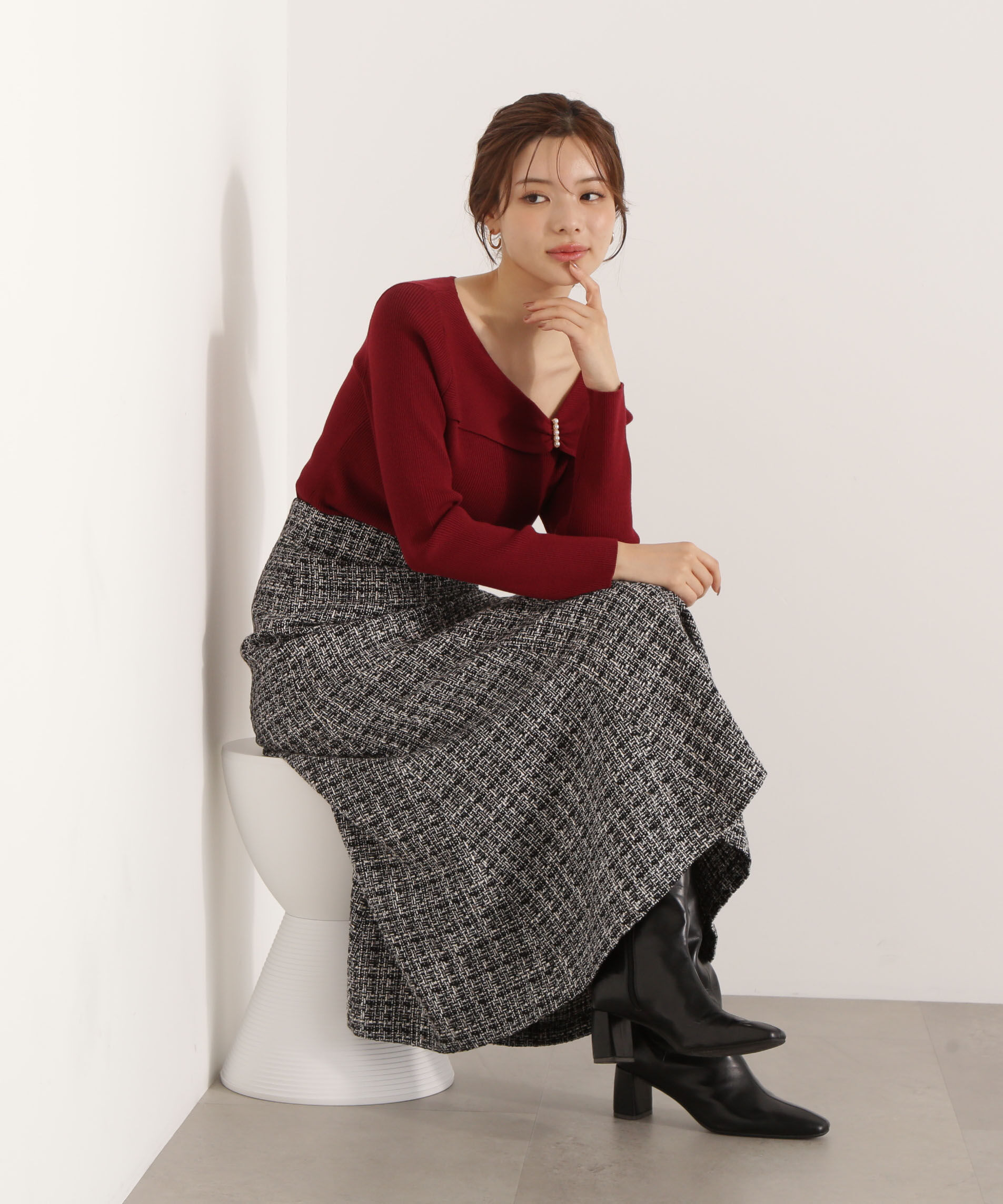 PROPORTION BODY DRESSING「アシメパールデザインニット 25AW」|ニット・セーター|