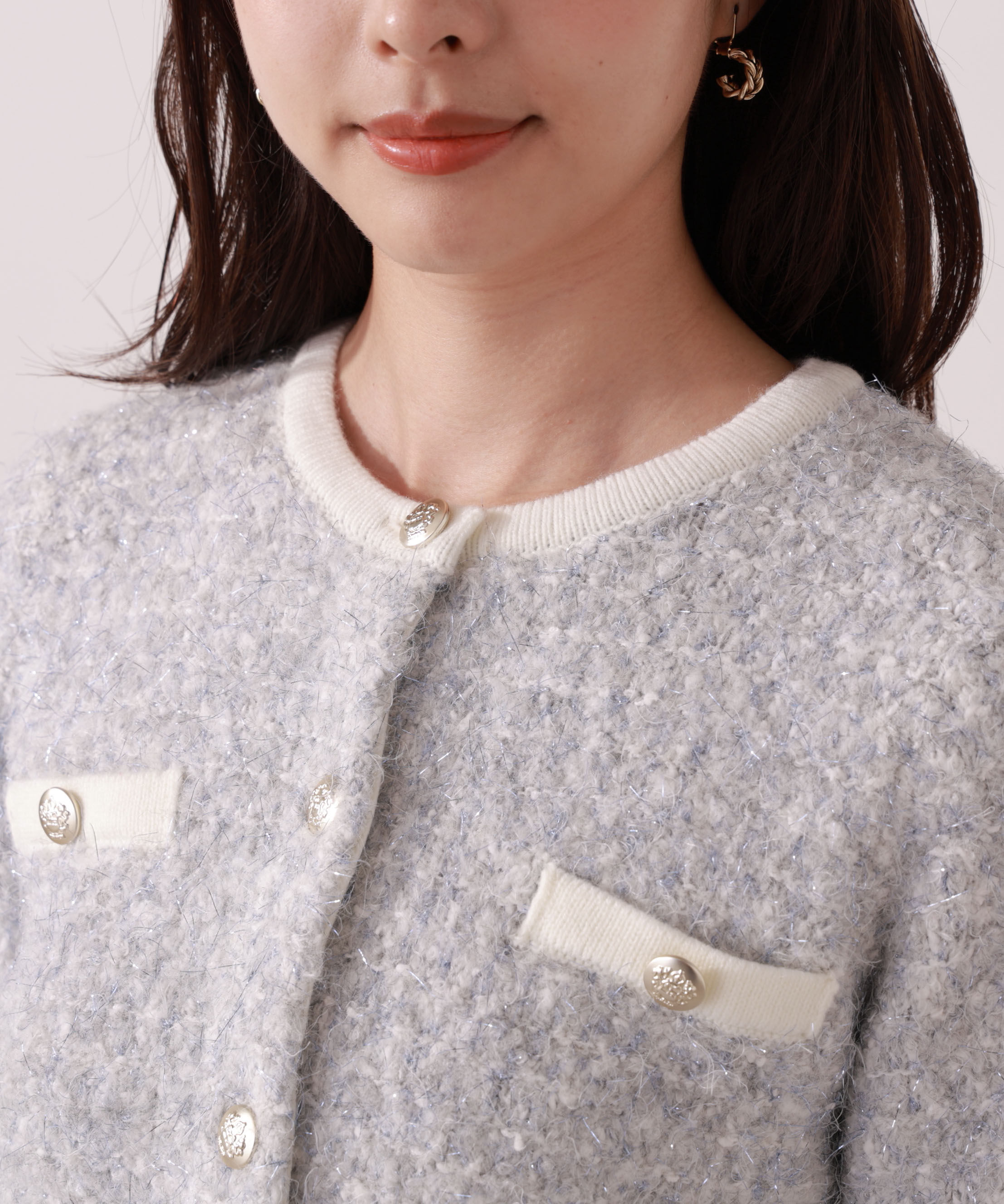 PROPORTION BODY DRESSING「ファンシーツイード風ニットカーディガン 25AW」|カーディガン|