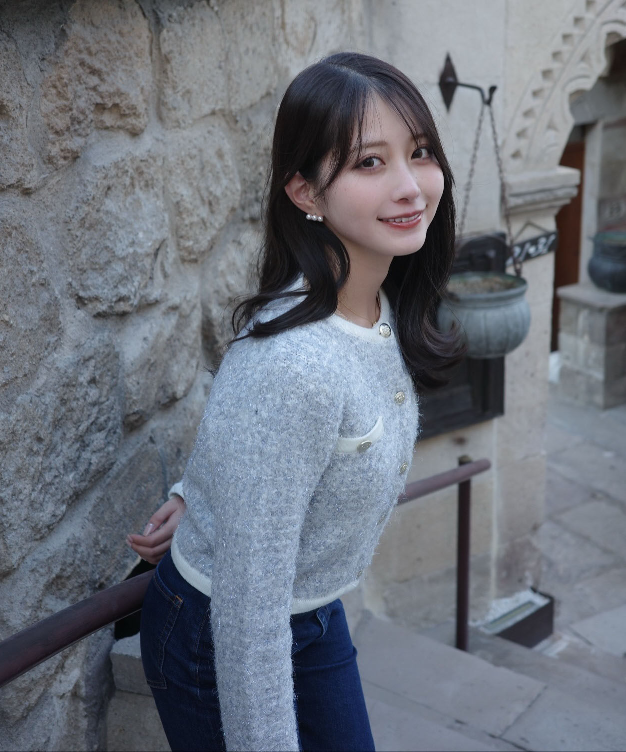 PROPORTION BODY DRESSING「ファンシーツイード風ニットカーディガン 25AW」|カーディガン|