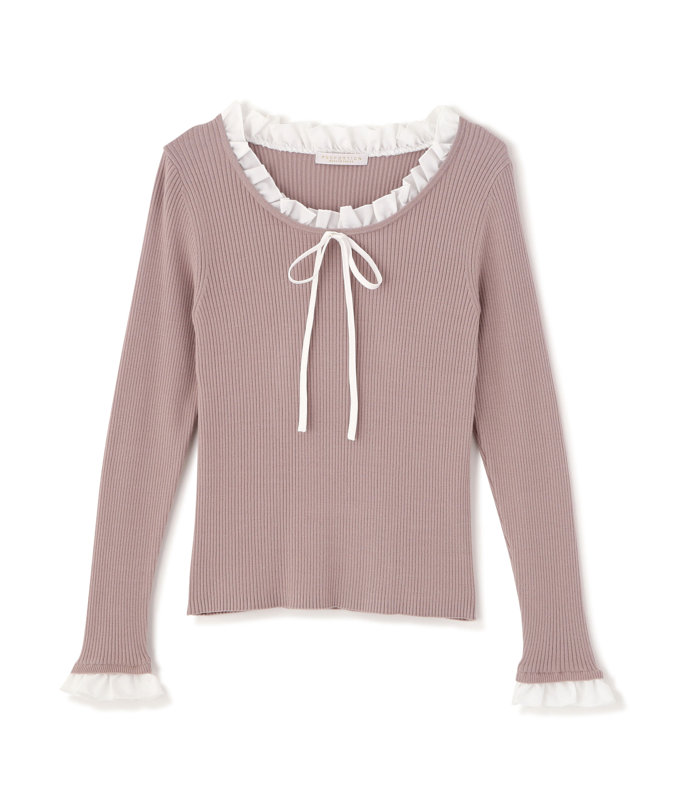 PROPORTION BODY DRESSING「リボン付きフリルニットトップス　26SS」|ニット・セーター|