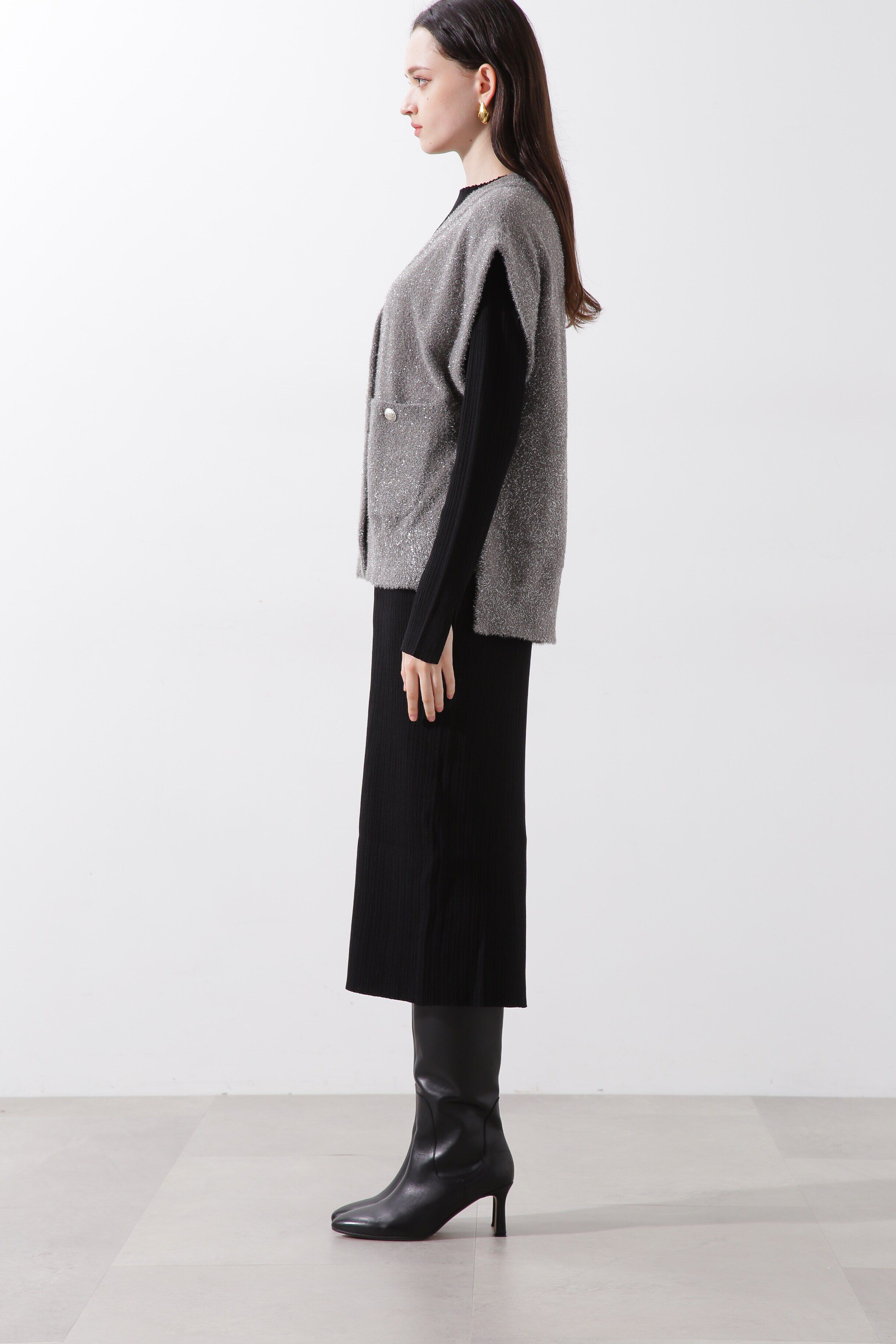  「ラメジレ付きニットワンピース」|ワンピース|