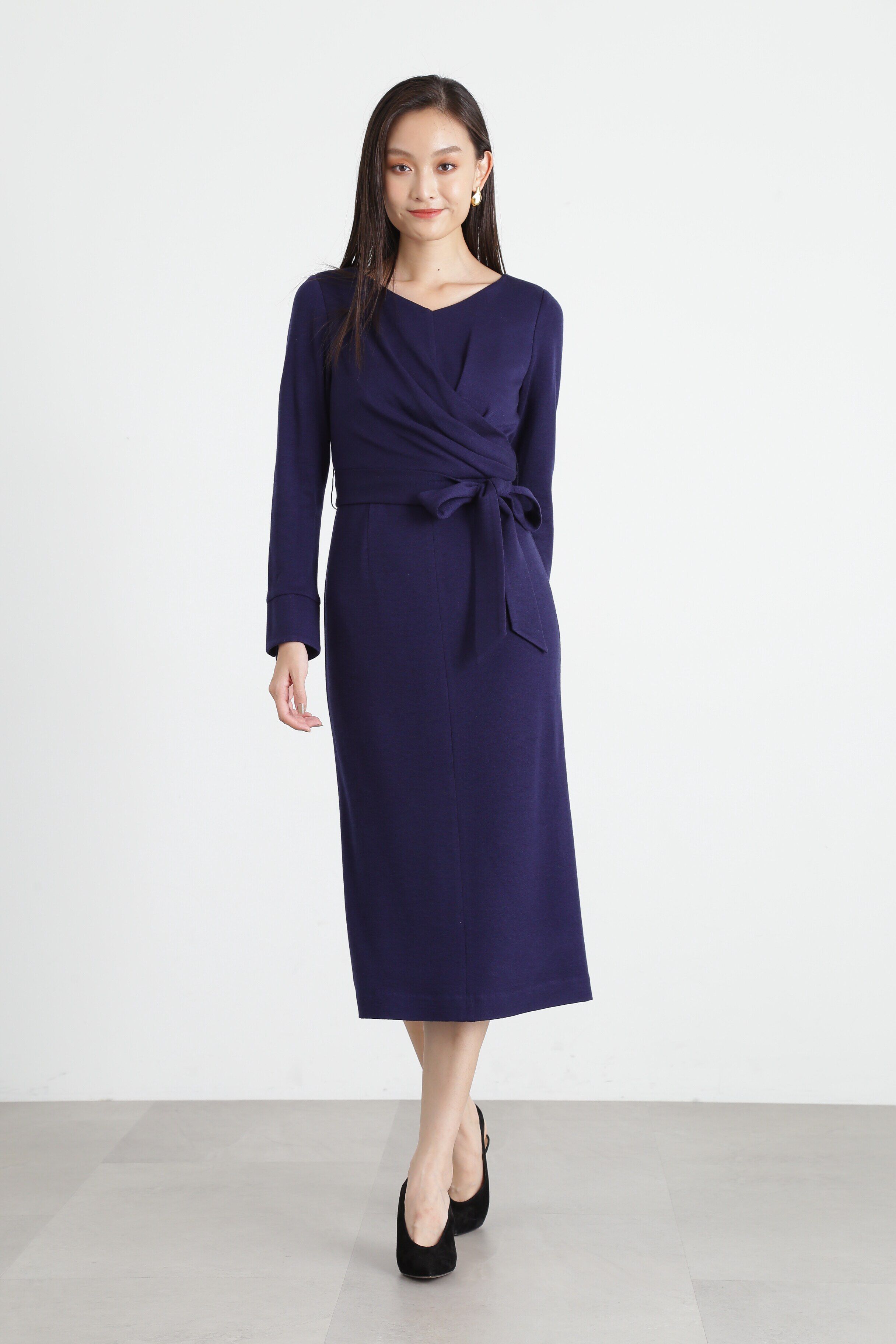  「フロントクロスウールジャージワンピース」|ワンピース|