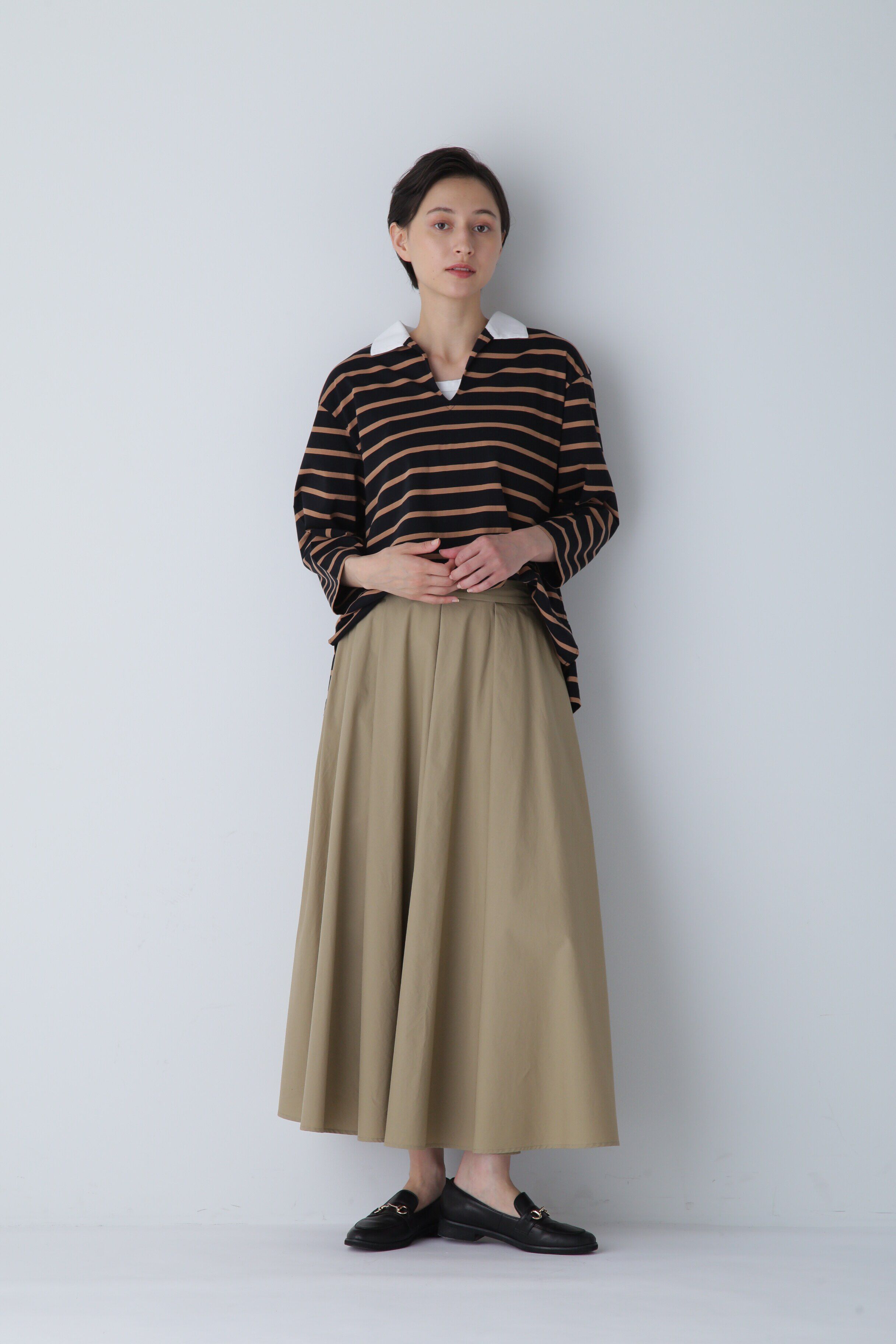  「◆ハイゲージボーダー襟付カットソー」|Tシャツ・カットソー|