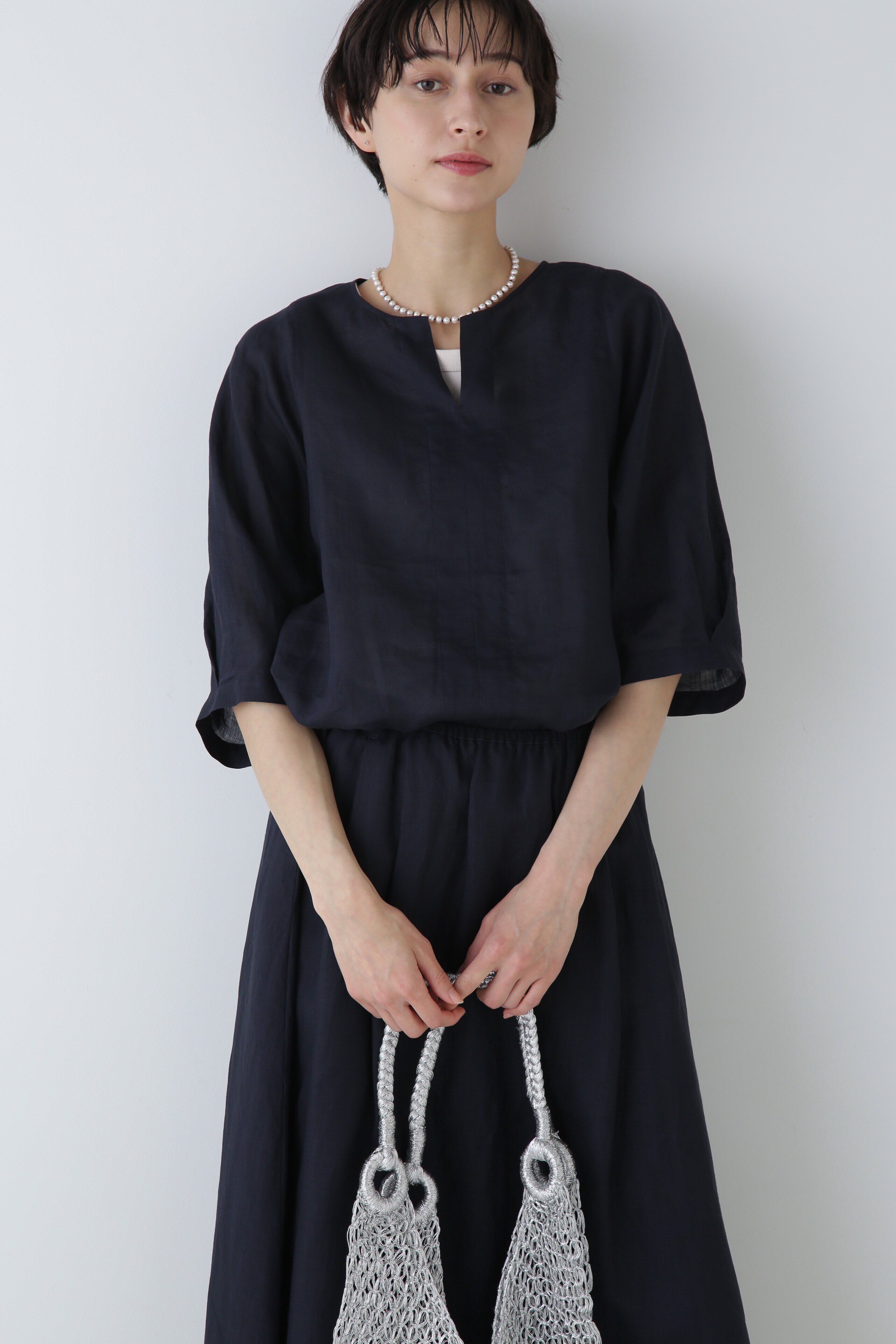  「◆１６０／１ラミープルオーバー」|シャツ・ブラウス|ネイビー