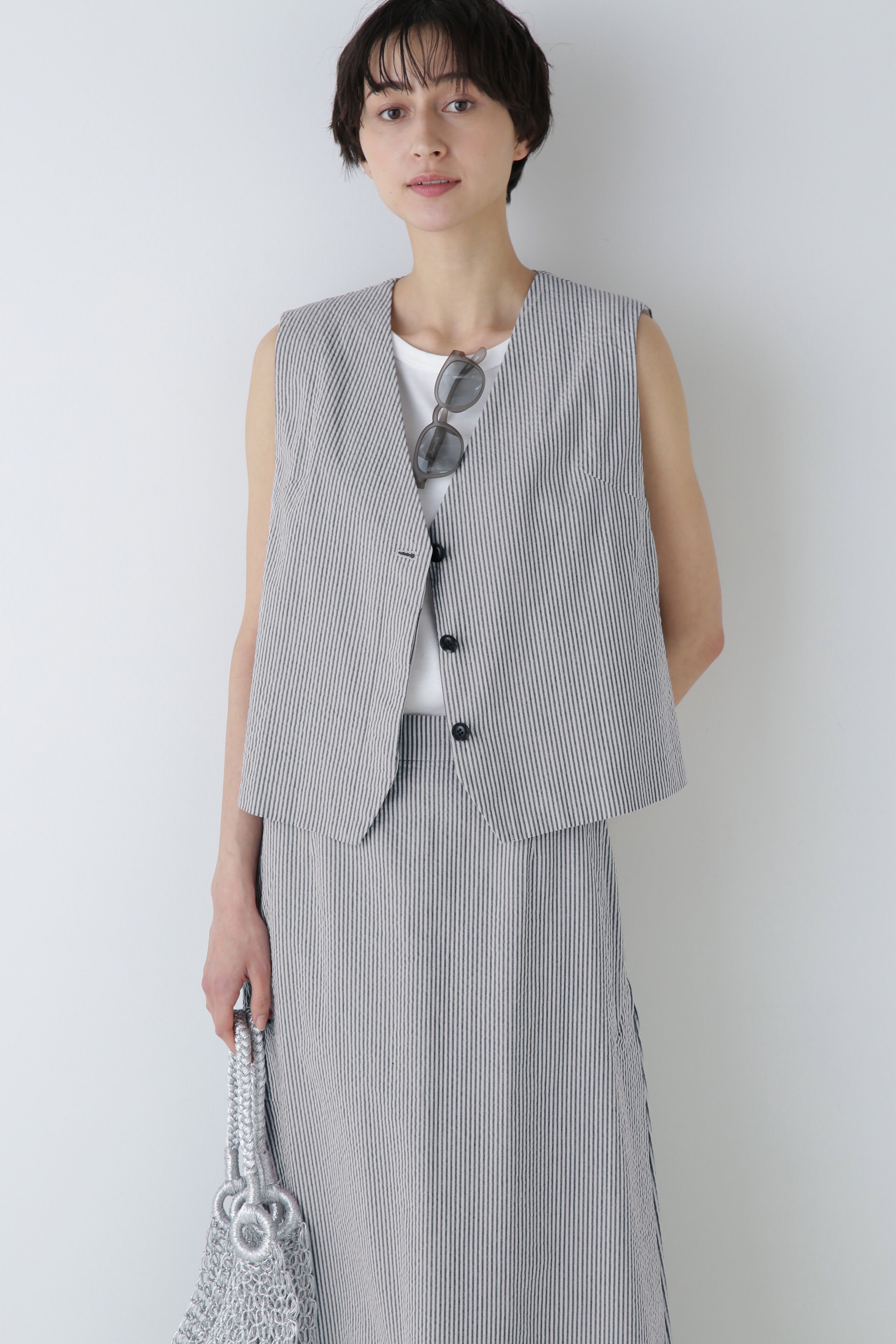  「◆サッカーストライプベスト」|その他|グレー3