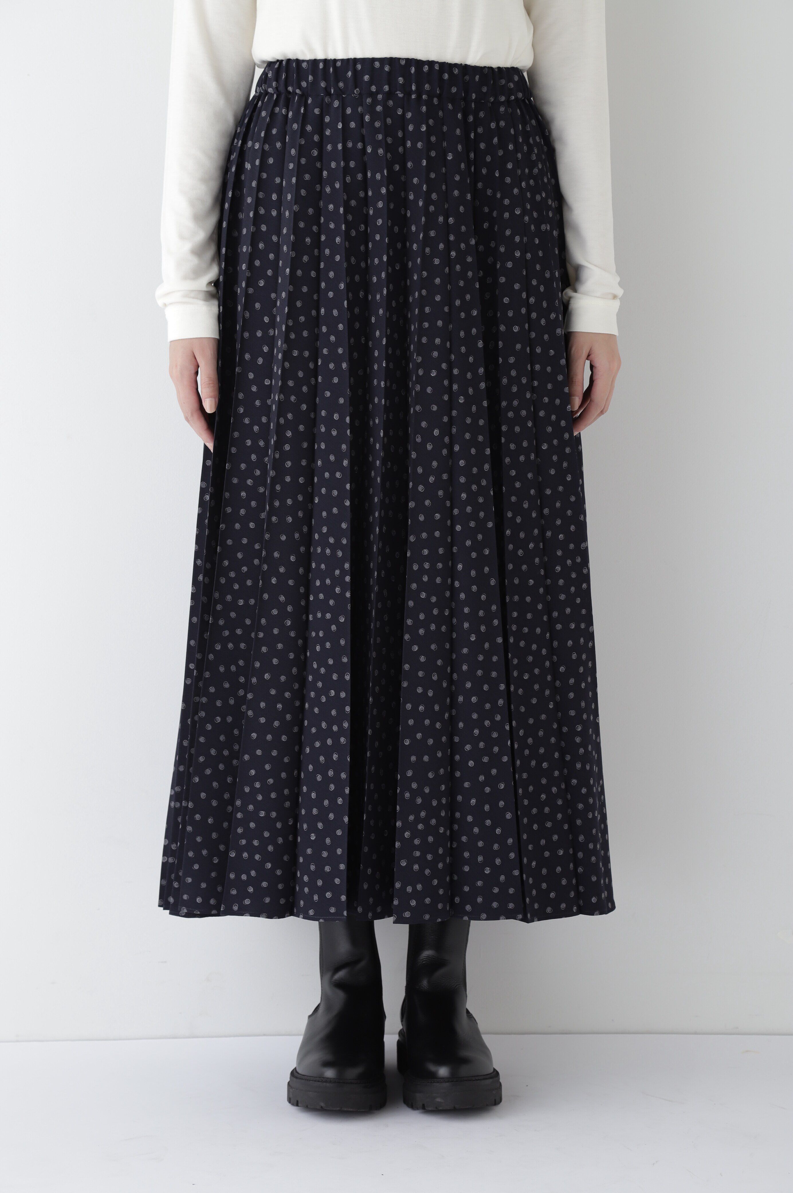  「◆デシンドットプリントアコーディオンプリーツスカート」|スカート|