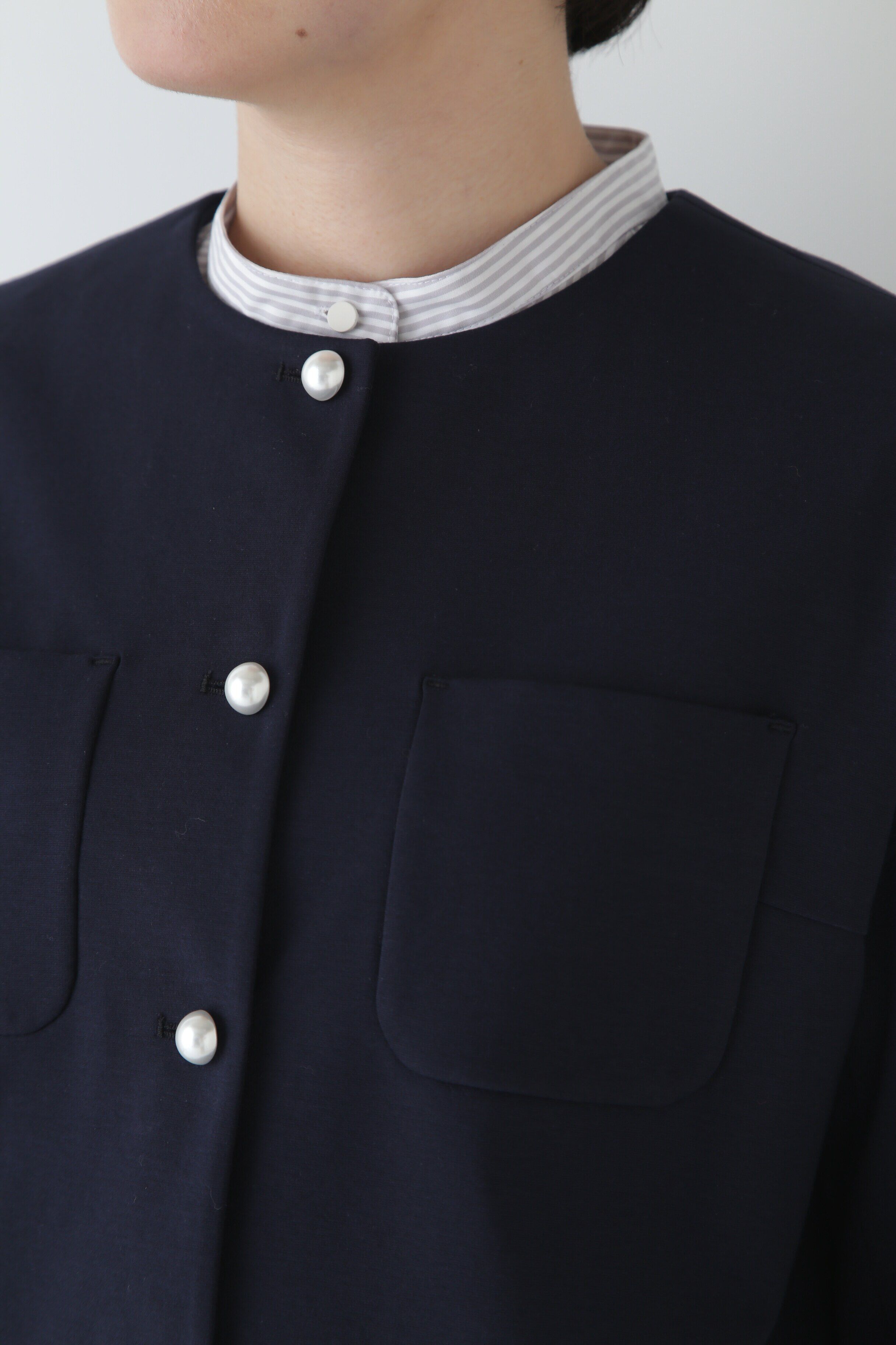  「◆ストレッチポンチノーカラーパールボタンジャケット」|その他|