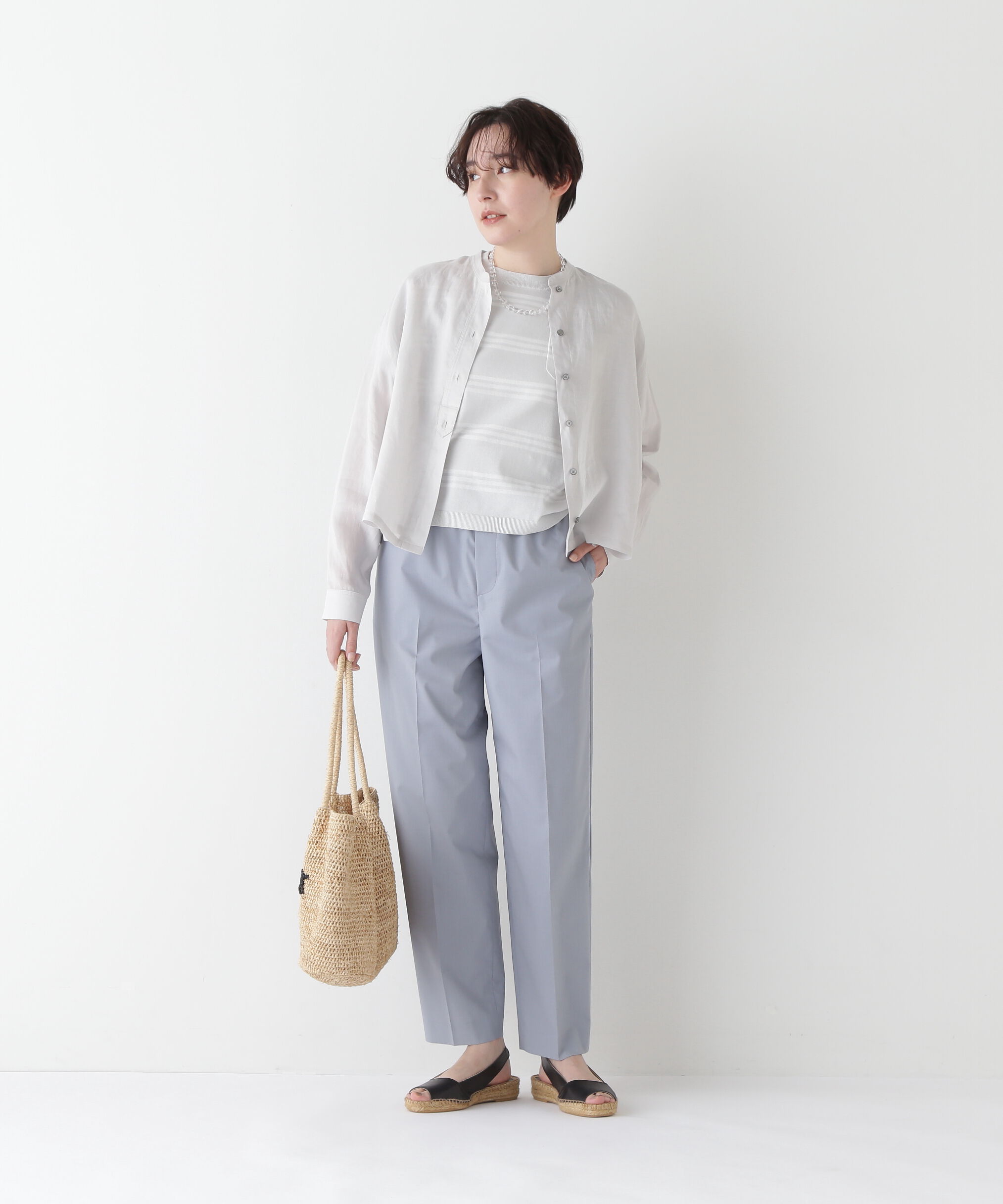  「◆【接触冷感】ポプリンストレッチドローストリングテーパードパンツ」|その他|