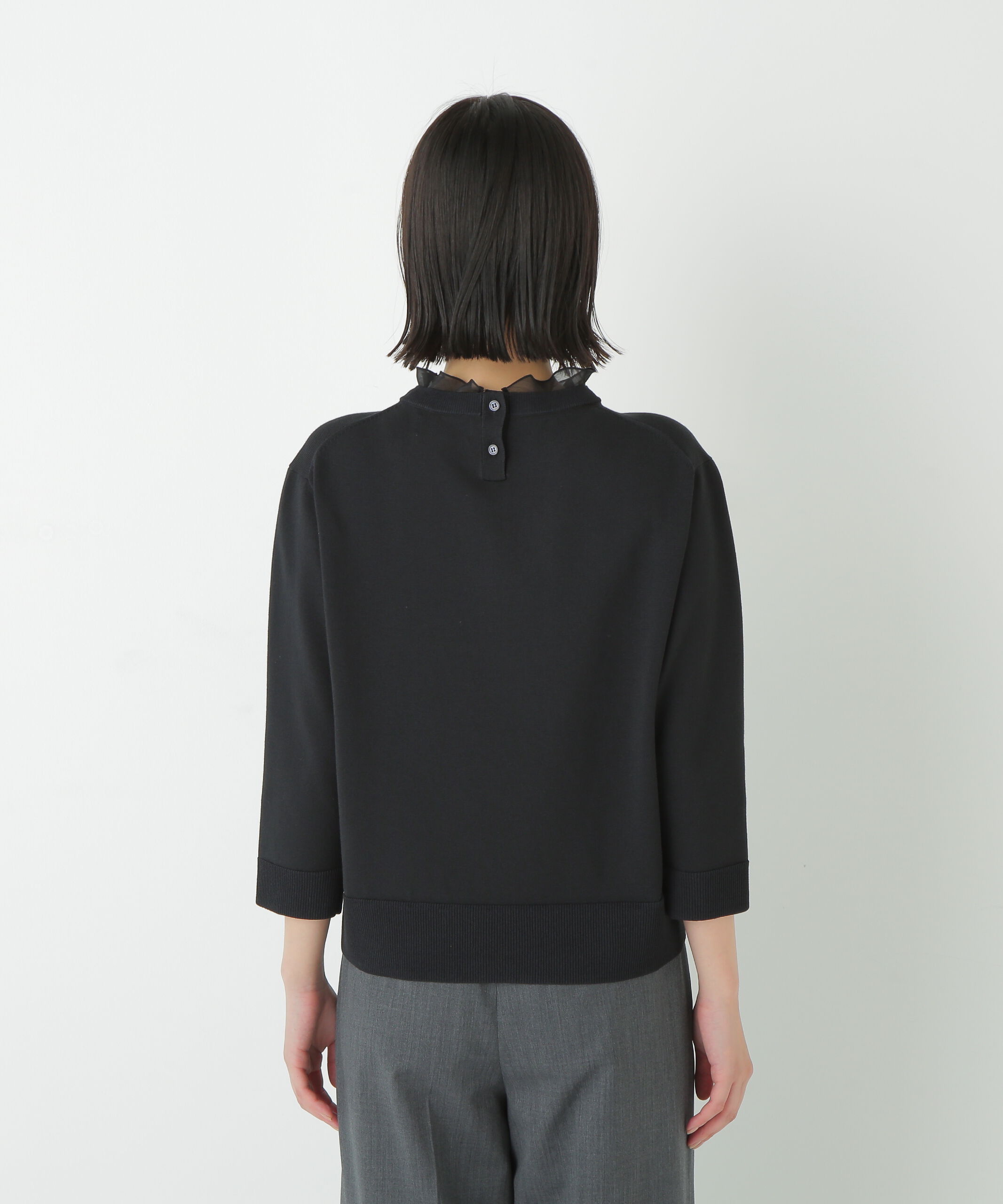  「◆綿ポリエステル取外し衿付プルオーバー」|ニット・セーター|