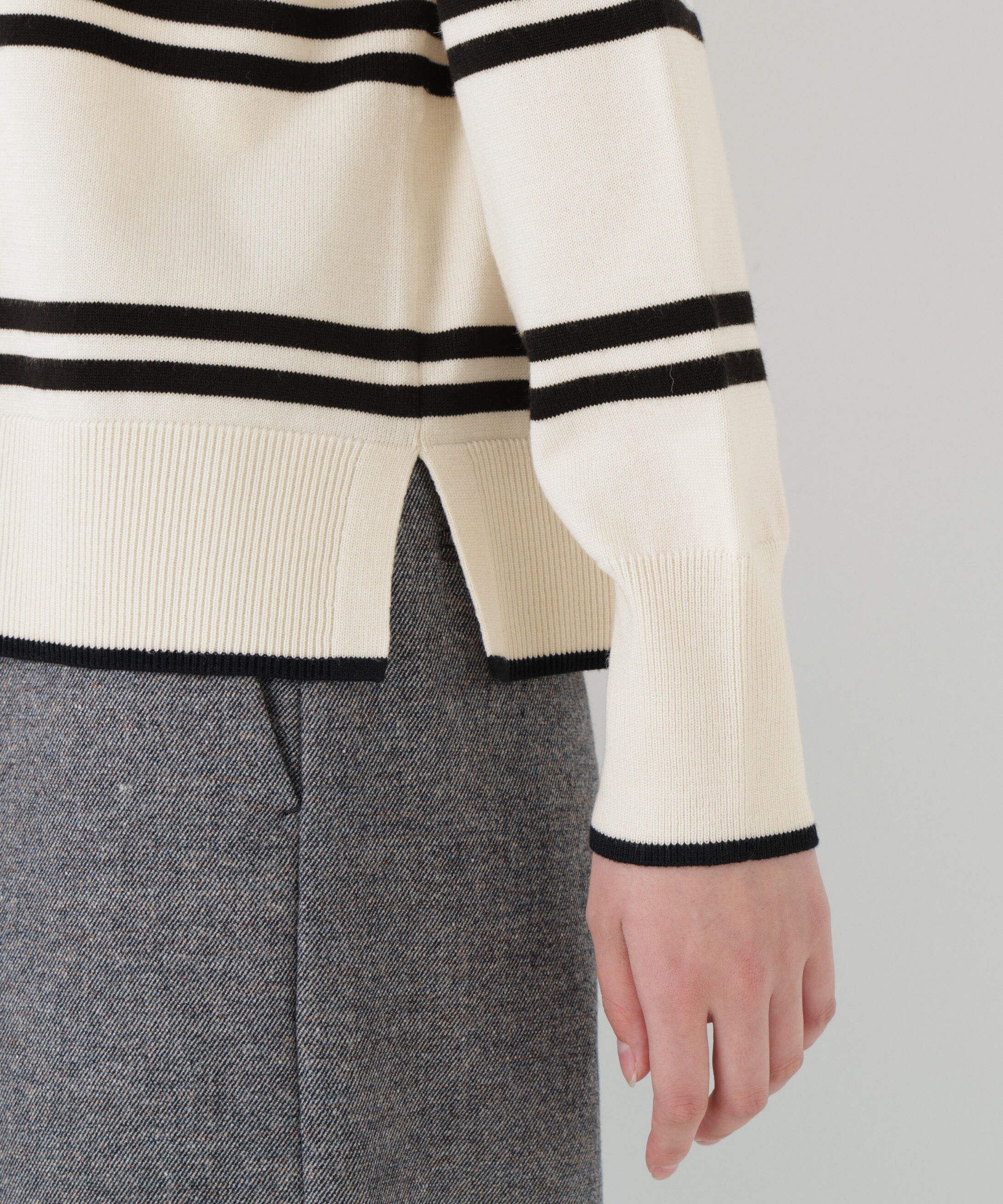  「◆ハイゲージプレーティング天竺衿付きニット」|ニット・セーター|