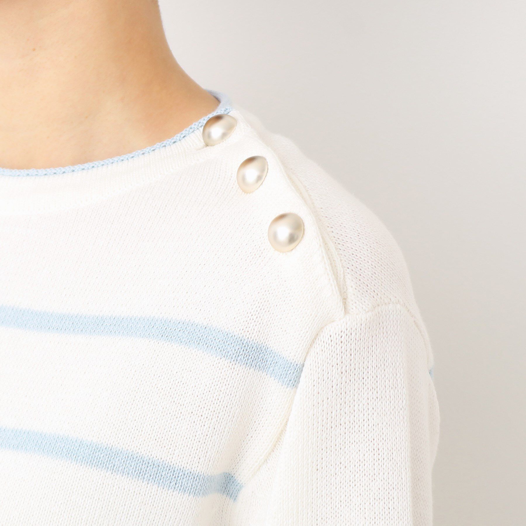 Dessin「【洗える】肩ボタン付きボーダーニット（XS～L）」|ニット・セーター|