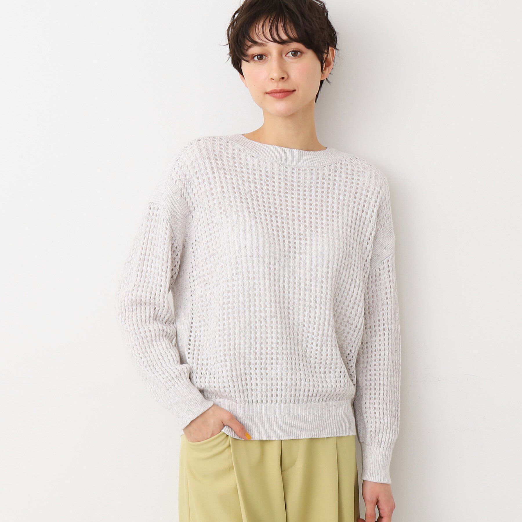 Dessin「【洗える】メッシュニット（S～L）」|ニット・セーター|ライトグレー(011