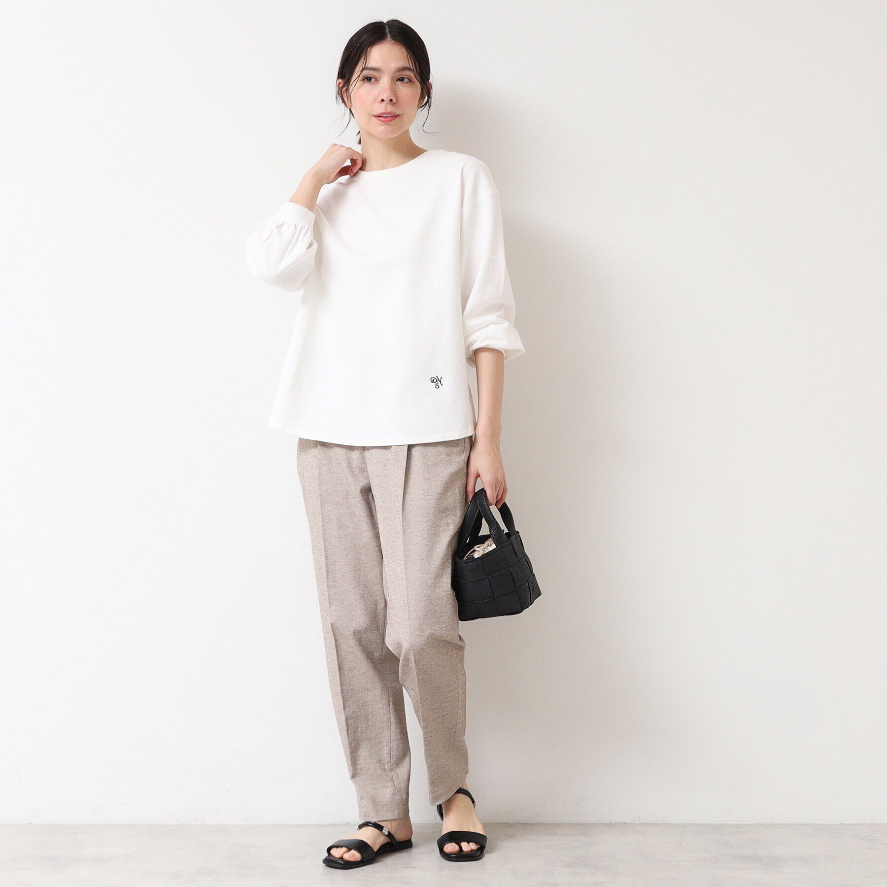 Dessin「【360度可愛い・洗える】バックヘンリーカットソー（9分袖/XS~L）」|Tシャツ・カットソー|