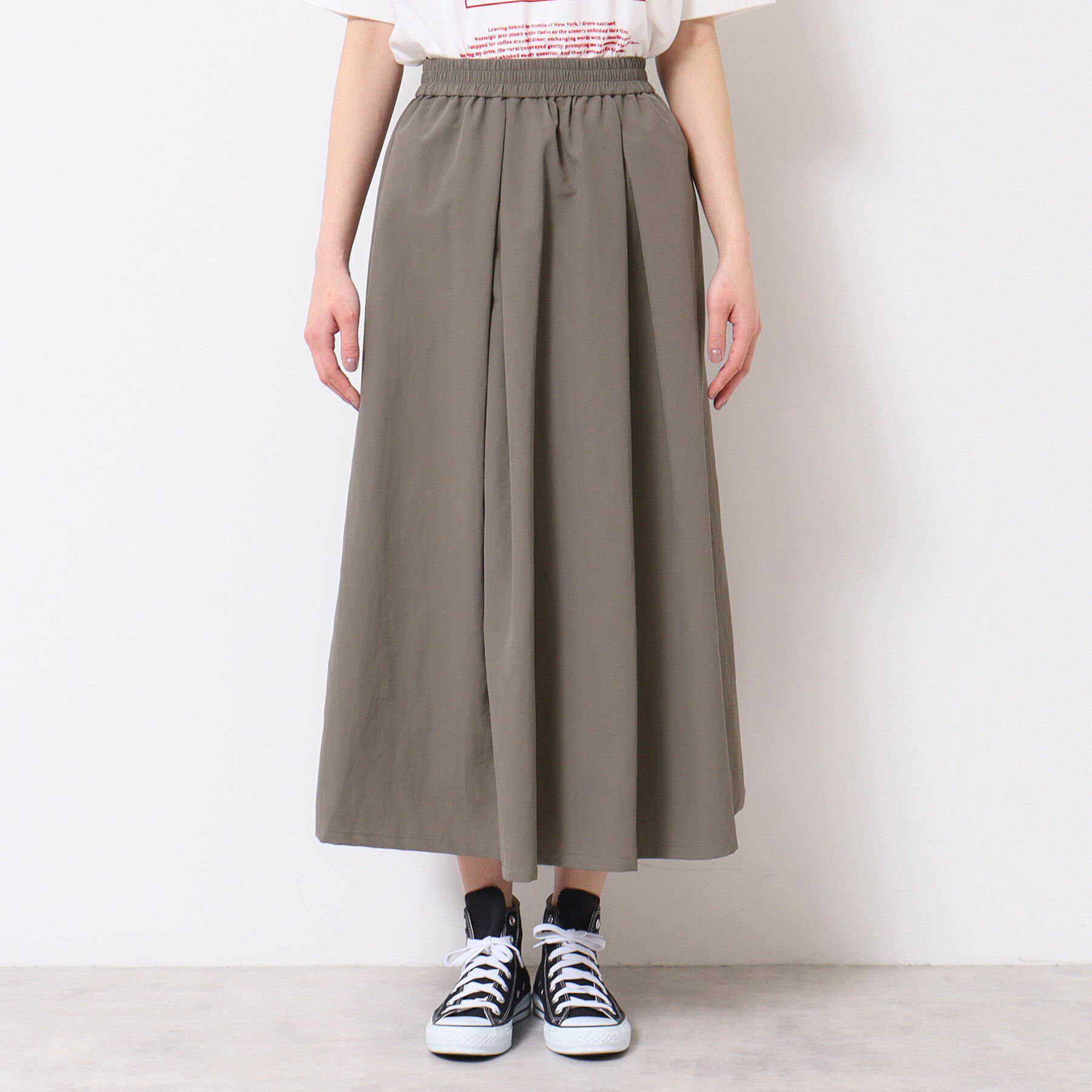 Dessin「【ウエストゴム・洗える】ナイロンフレアスカート」|スカート|