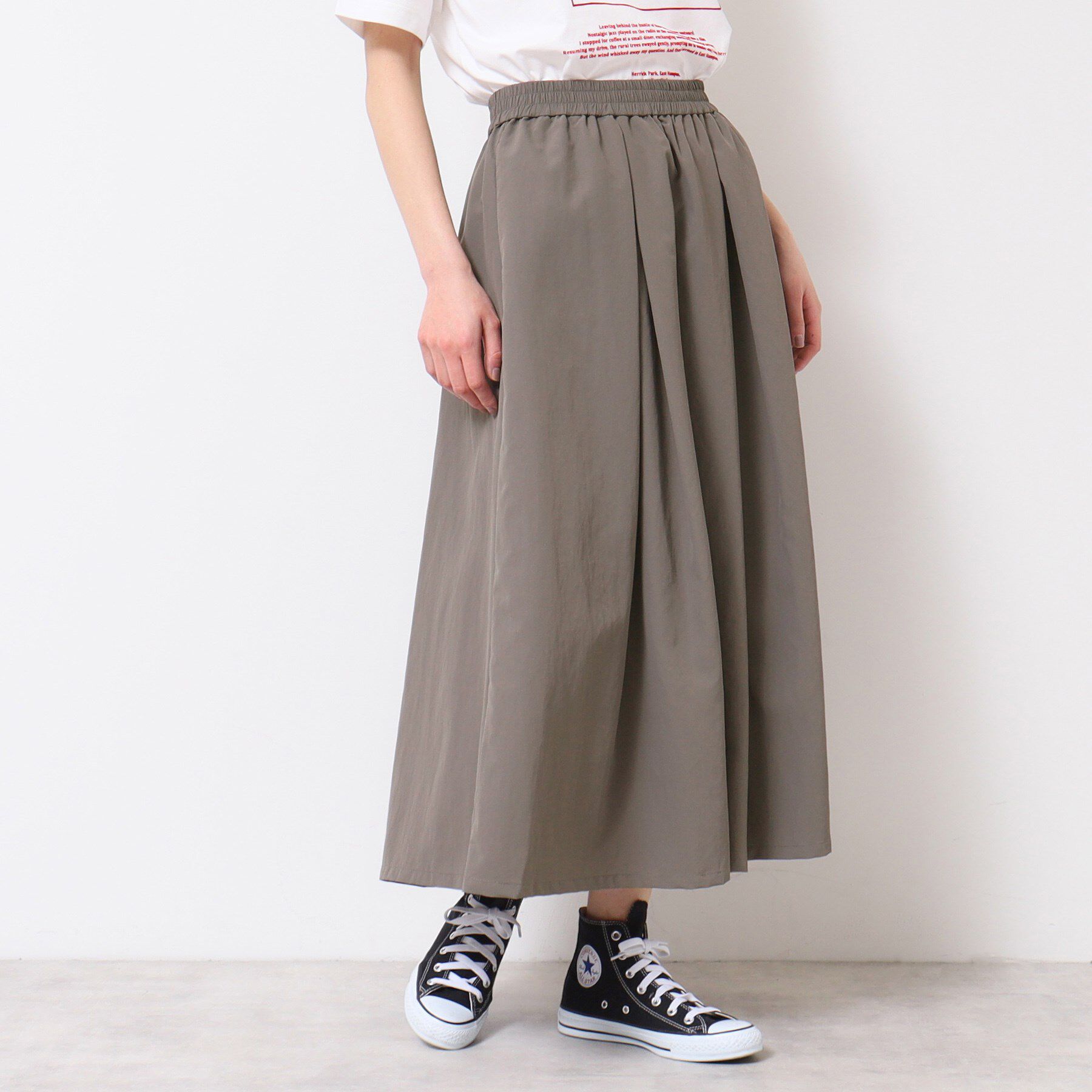 Dessin「【ウエストゴム・洗える】ナイロンフレアスカート」|スカート|