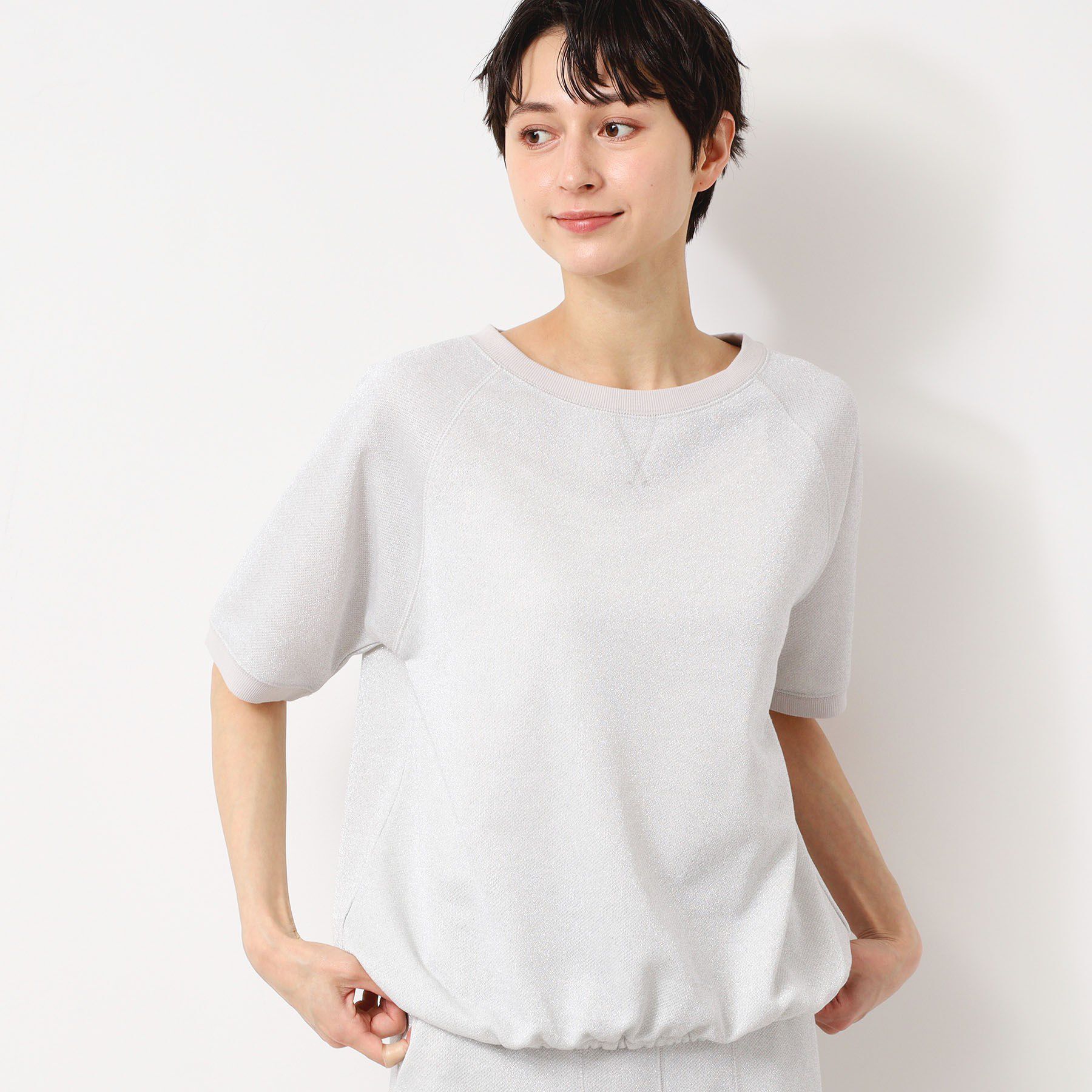 Dessin「【セットアップ可能・洗える】ラメ入り裏毛ジャージプルオーバー」|パーカー|ライトグレー(011