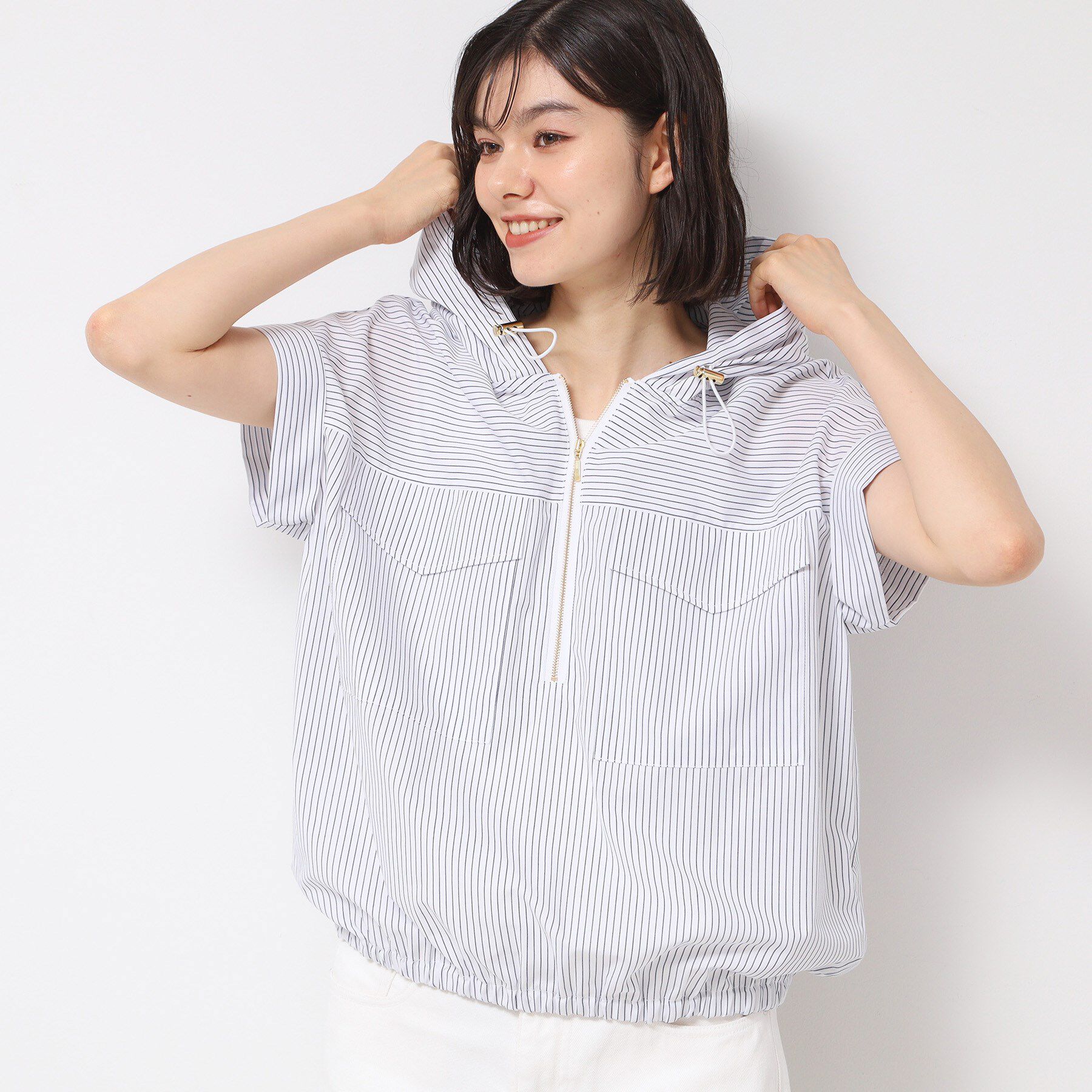 Dessin「【洗える】ハーフジップフーディーシャツ」|シャツ・ブラウス|