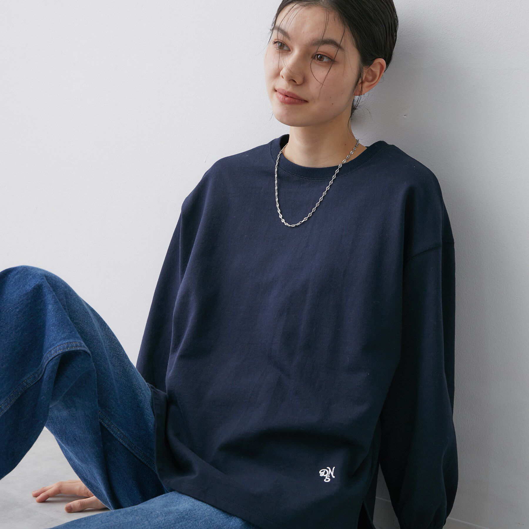 Dessin「【360度可愛い・洗える】バックヘンリーカットソー」|Tシャツ・カットソー|ネイビー(094)