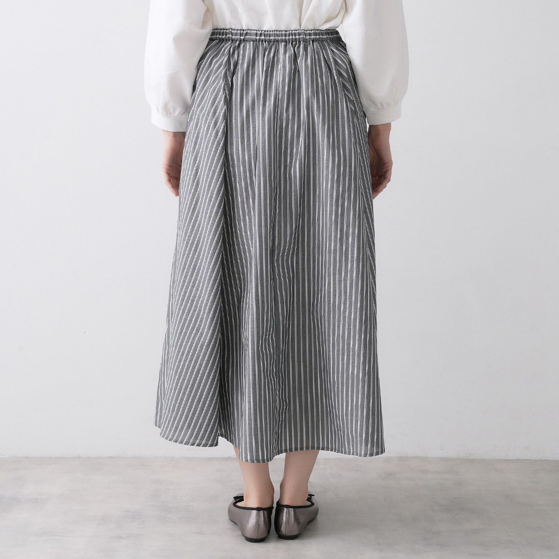 Dessin「【セットアップ可/洗える】先染めストライプフレアスカート」|スカート|