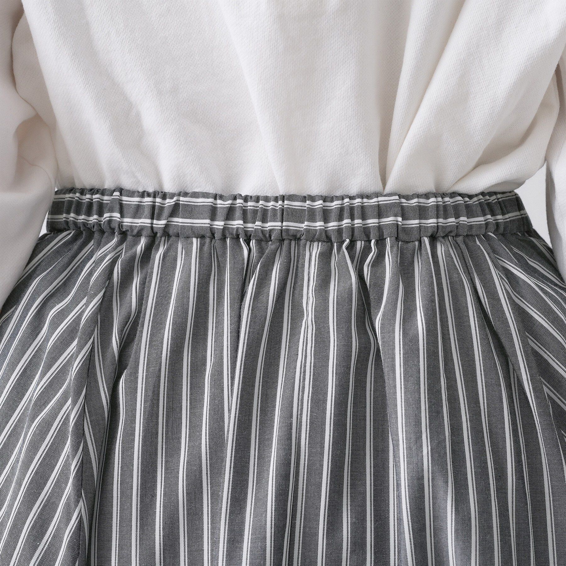 Dessin「【セットアップ可/洗える】先染めストライプフレアスカート」|スカート|