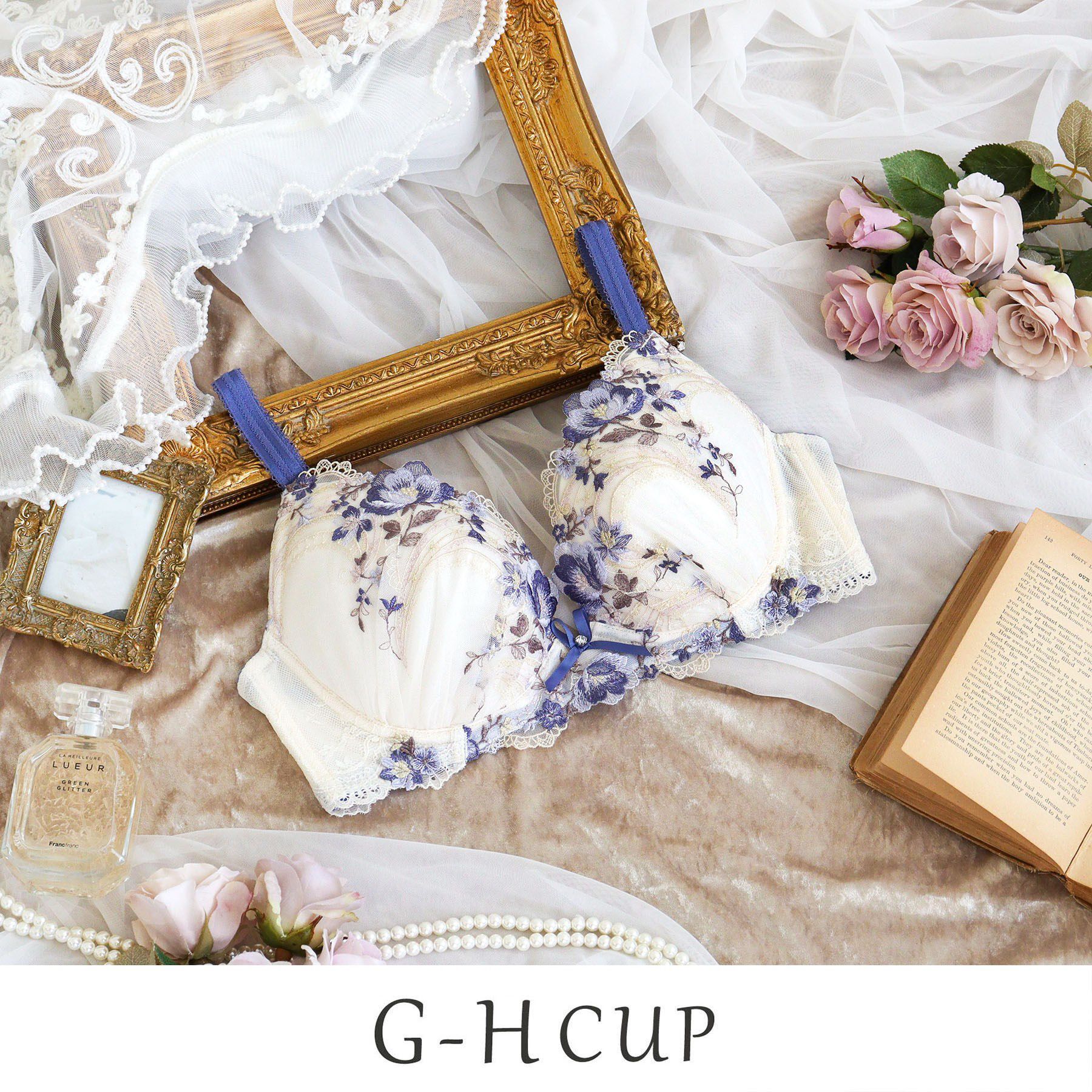 Risa Magli「サリー ブラジャー （G-H） ＜V Make Type＞」|インナー|ブルー(092)