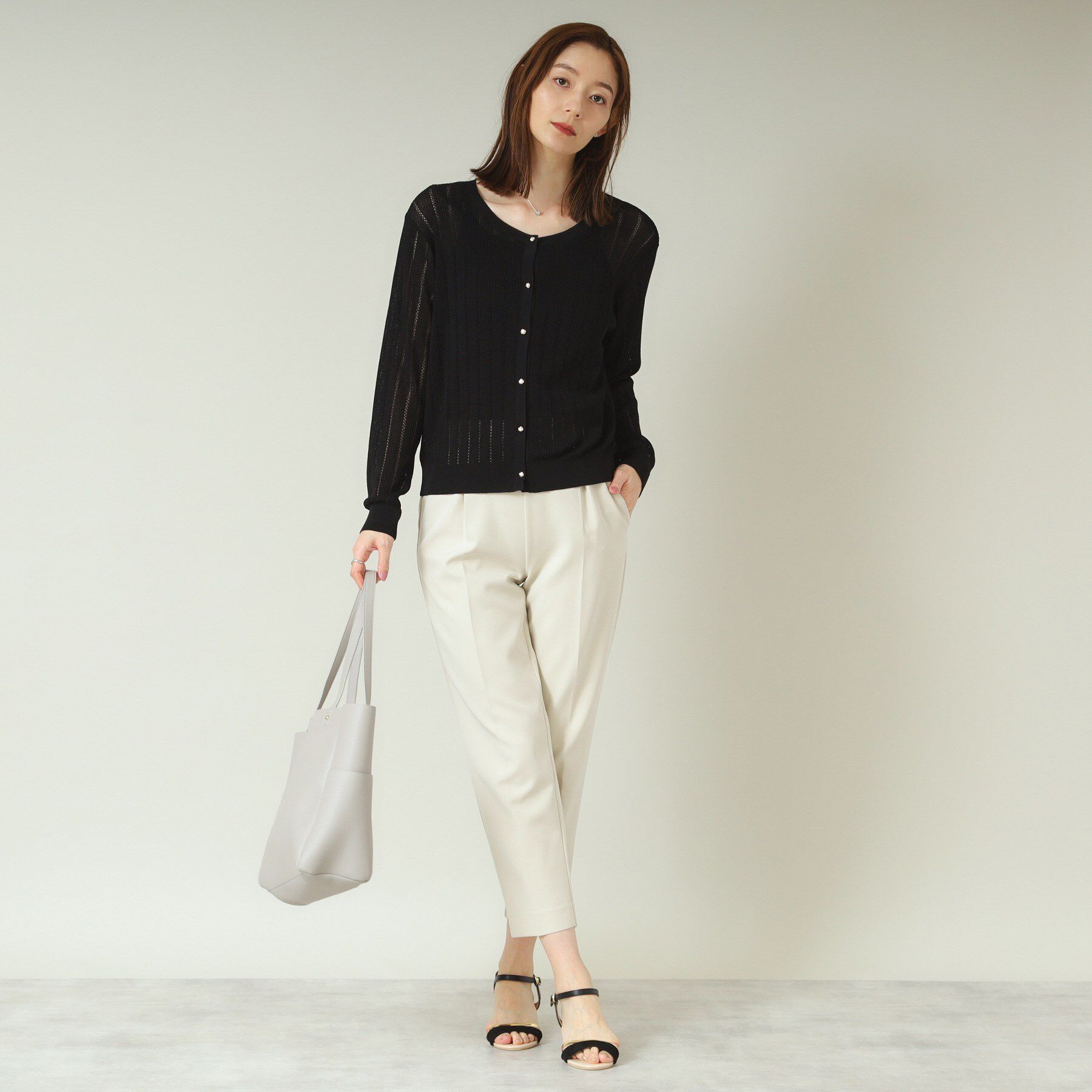 ITS&rsquo;DEMO「【手洗い可】透かし編みクルーカーデ」|カーディガン|