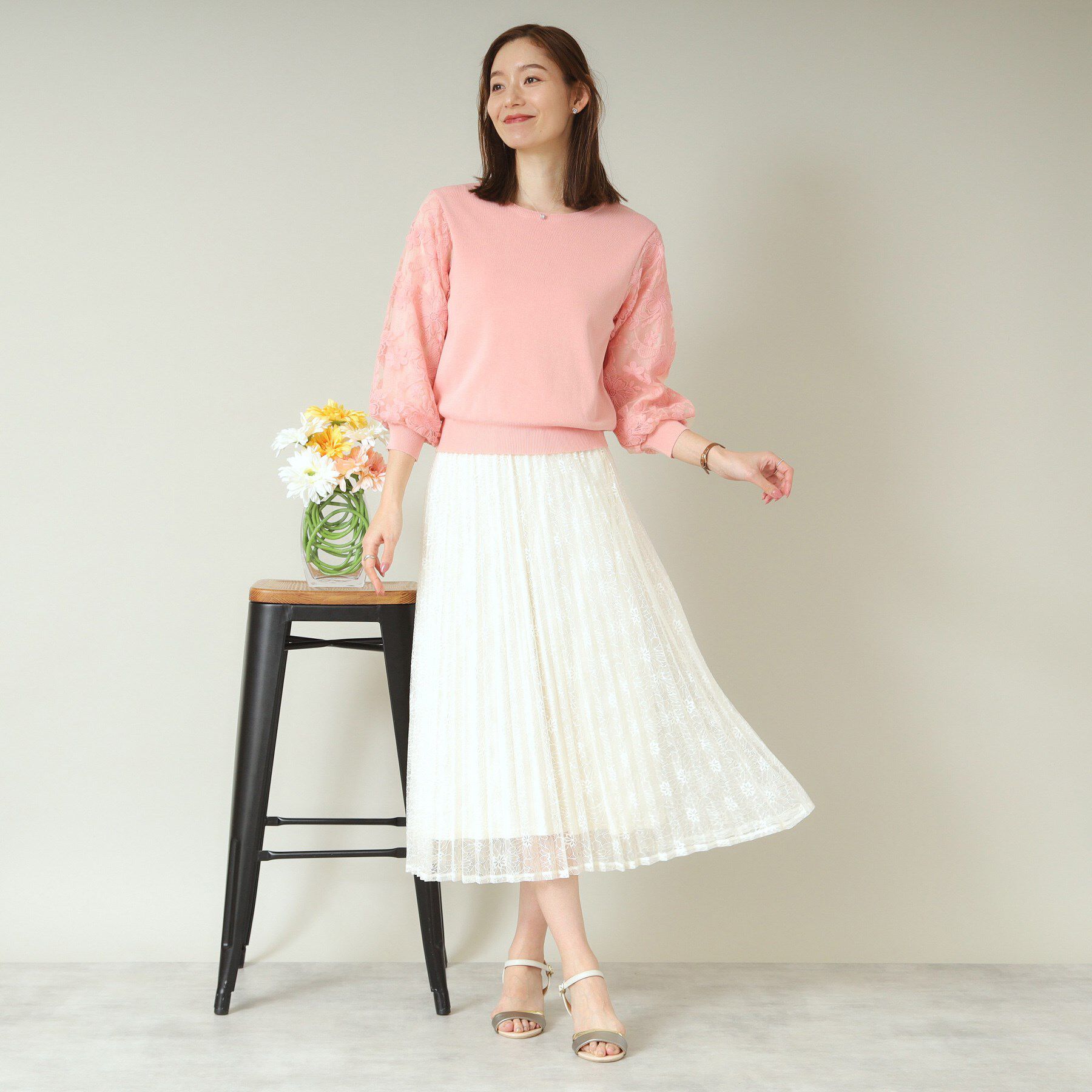 ITS&rsquo;DEMO「【ウエストゴム／手洗い可】レースプリーツスカート」|スカート|