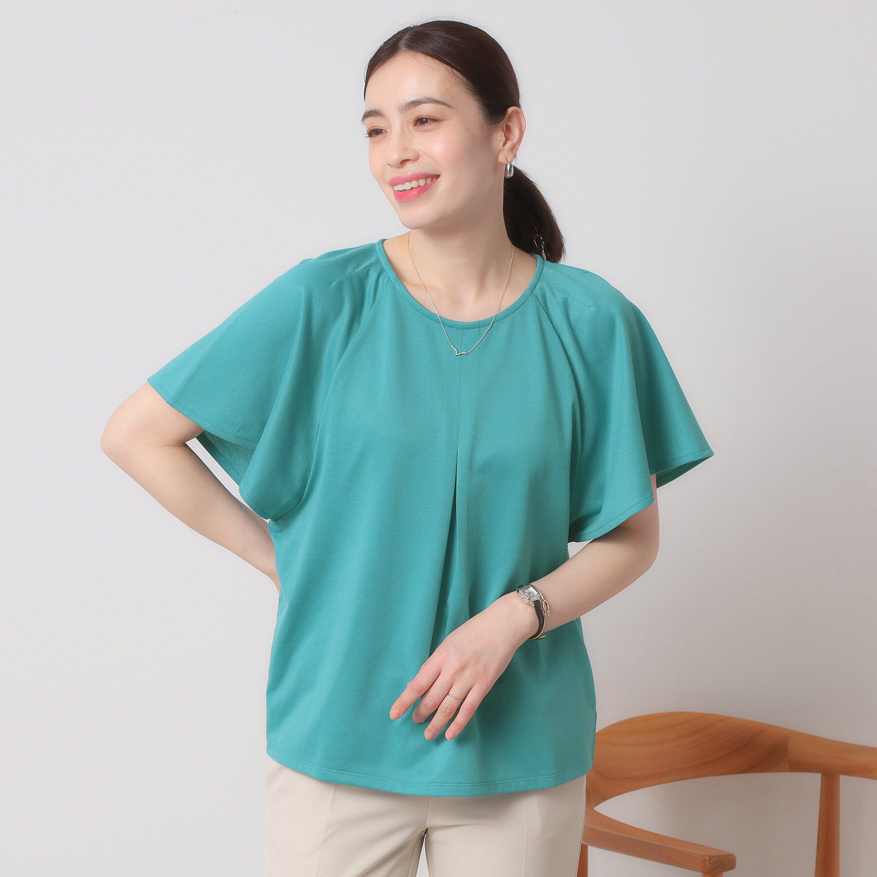 ITS&rsquo;DEMO「【吸水速乾／洗濯機OK／洗濯後しわになりにくい】カットミラノタックプルオーバー」|Tシャツ・カットソー|