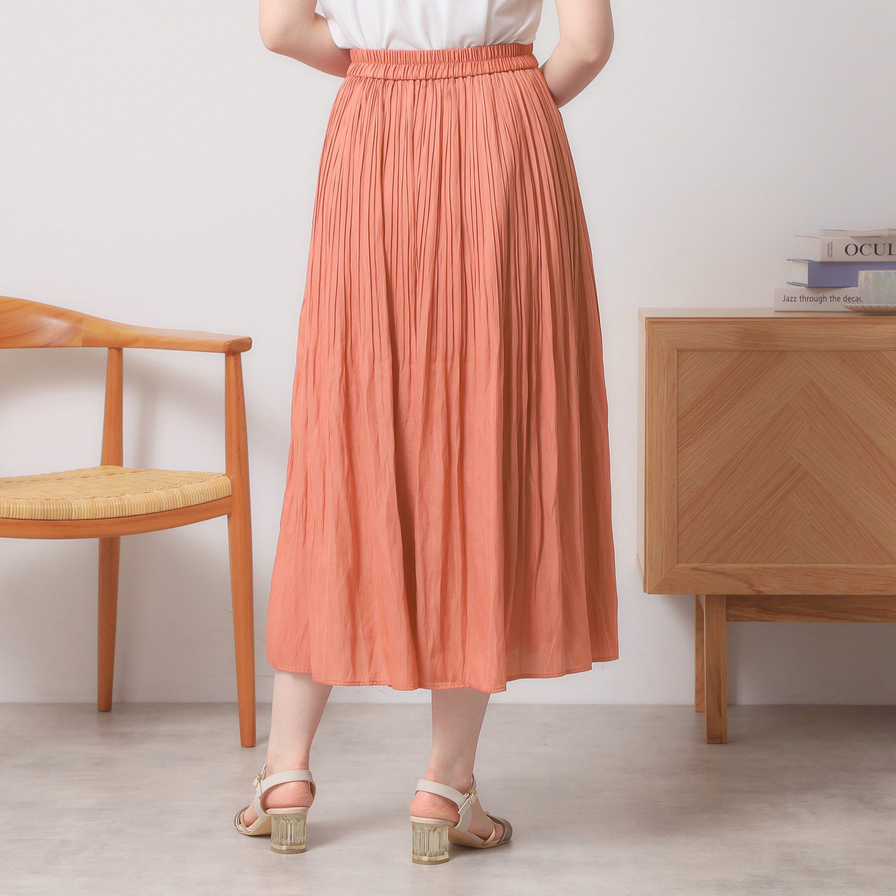 ITS&rsquo;DEMO「【手洗い可／ウエストゴム】サテンプリーツスカート」|スカート|