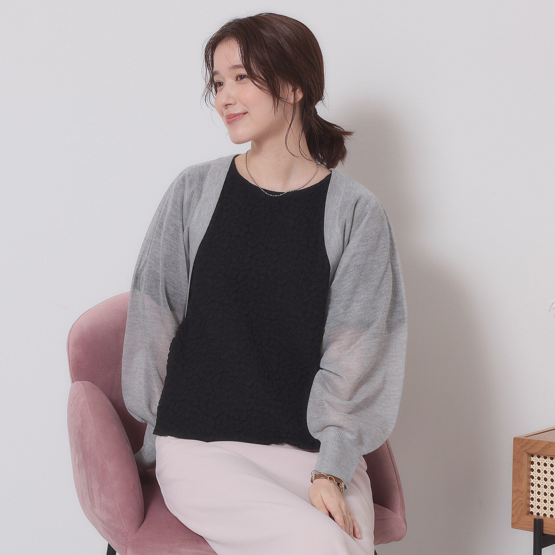 ITS&rsquo;DEMO「【定番人気／手洗い可】ラメボレロ」|カーディガン|ライトグレー(011