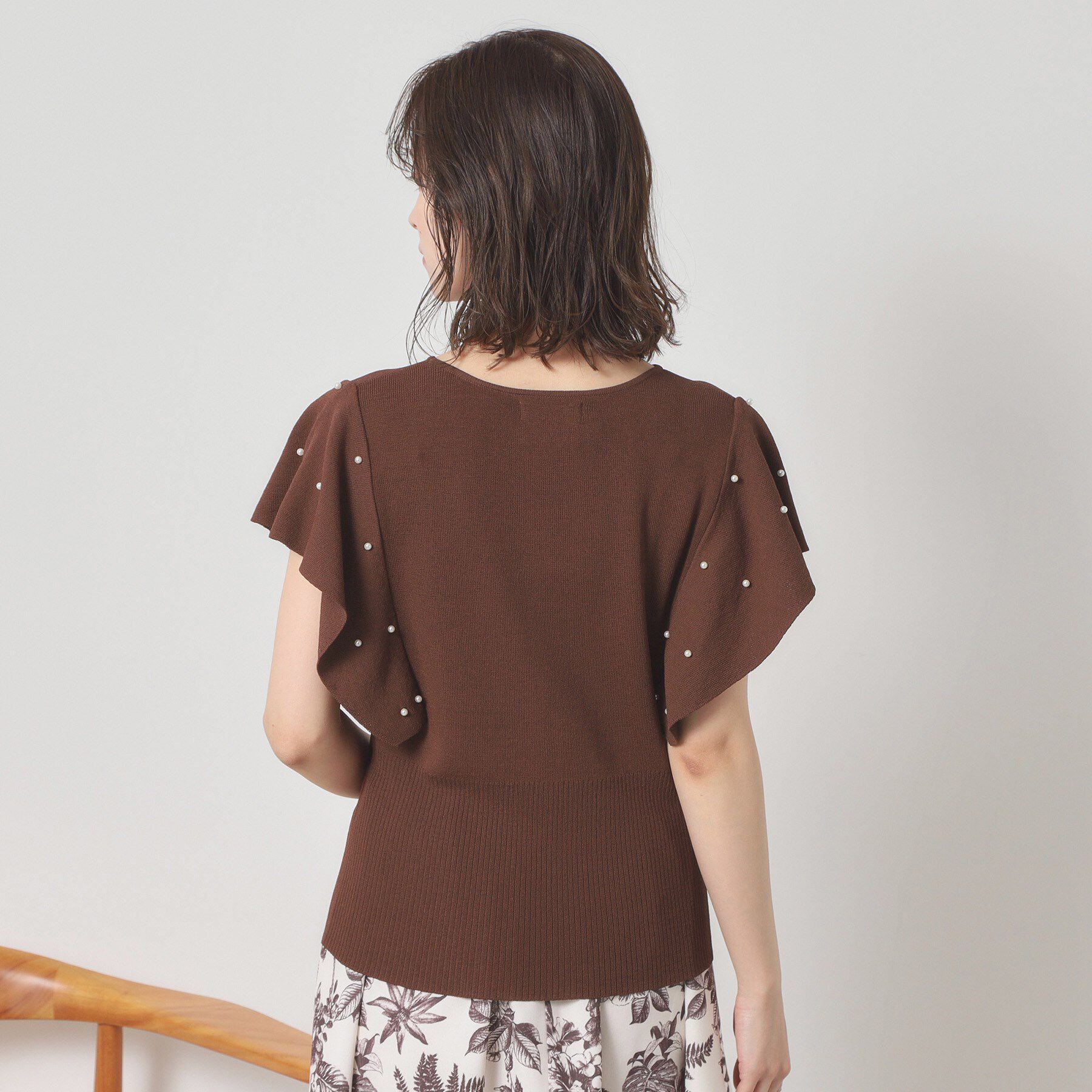 ITS&rsquo;DEMO「【さらりタッチ／手洗い可】パール調フレア袖ニット」|ニット・セーター|