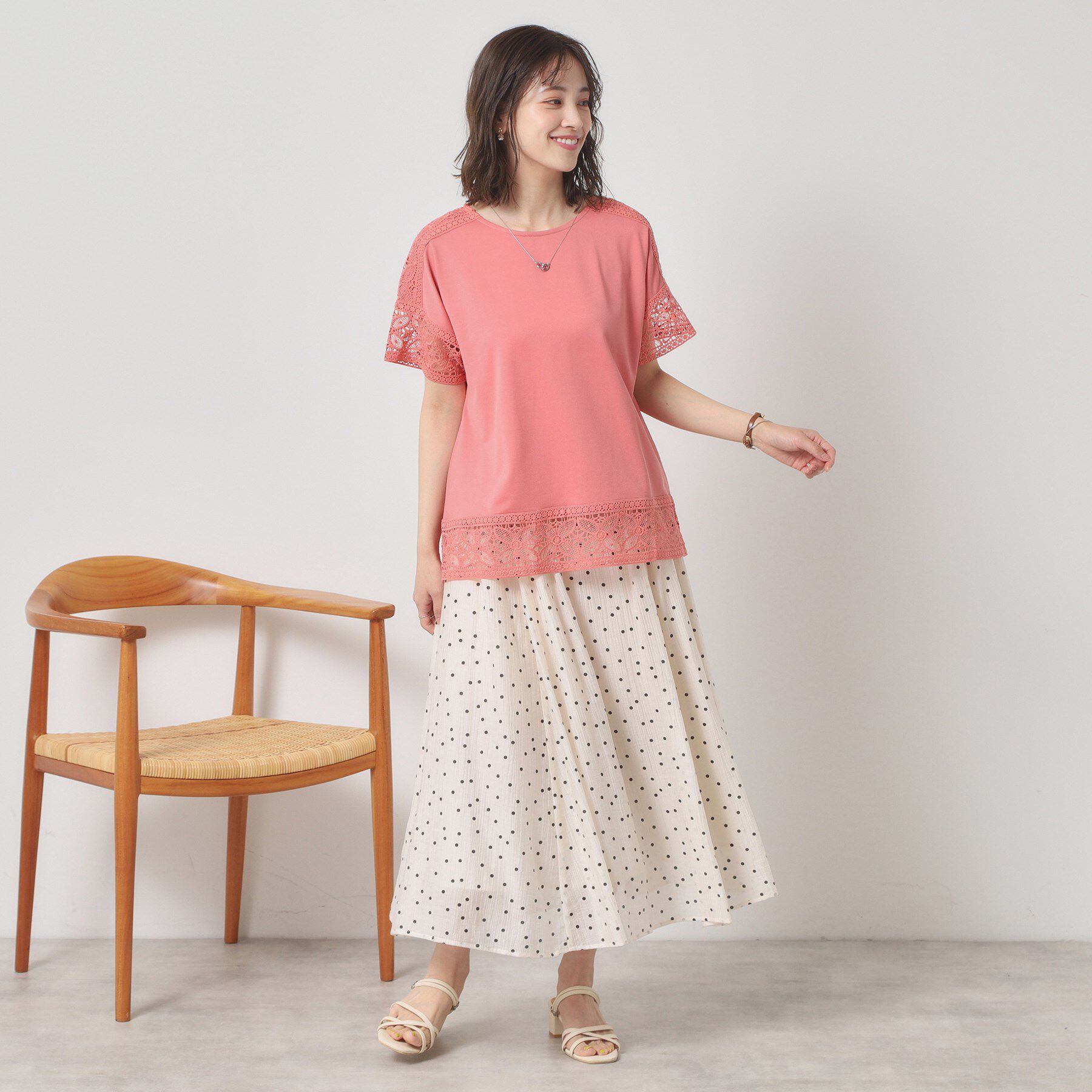 ITS&rsquo;DEMO「【吸水速乾／手洗い可／洗濯後しわになりにくい】カットミラノレーストップス」|Tシャツ・カットソー|